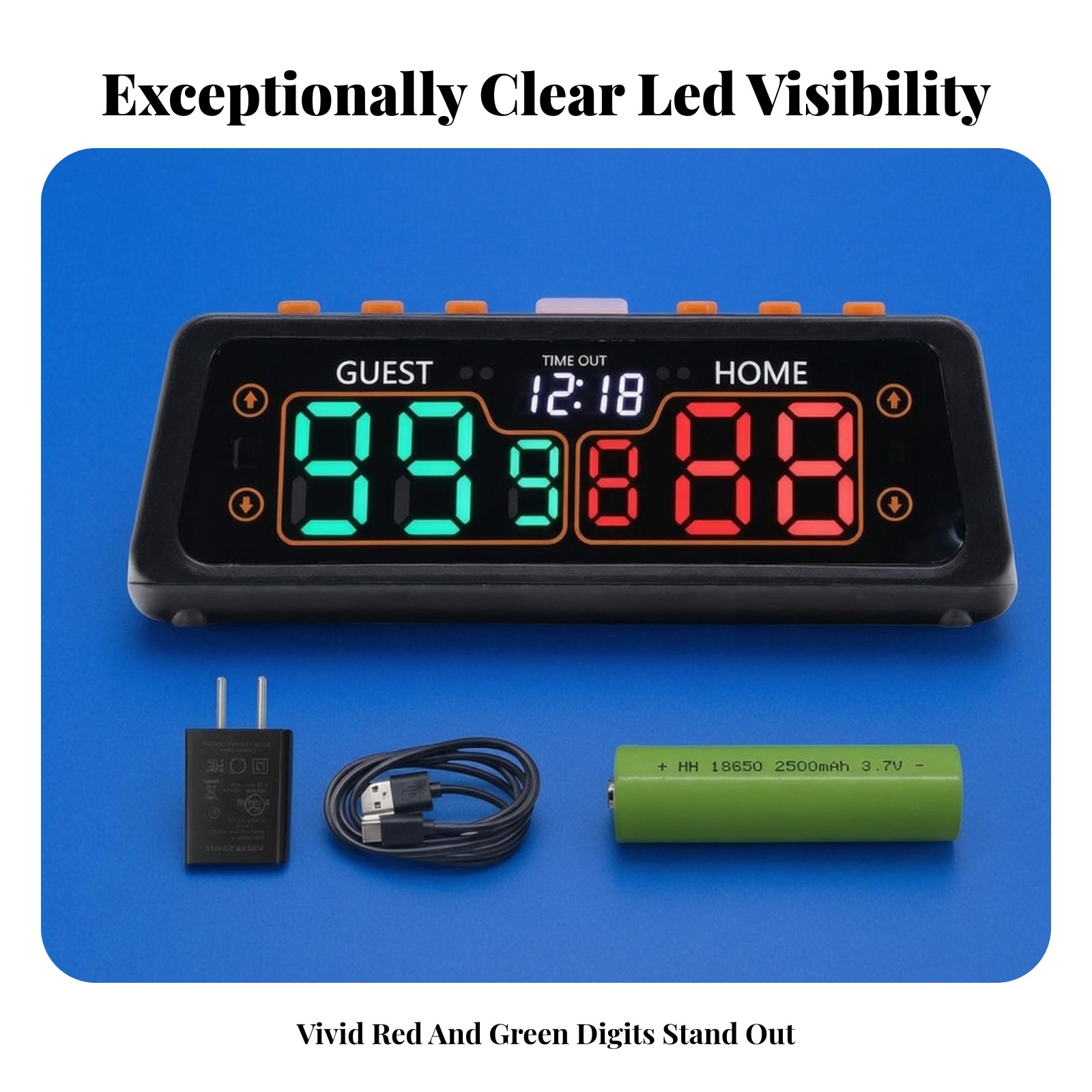 Portable Scoreboard with LED Display Rechargeable for Practice Training,