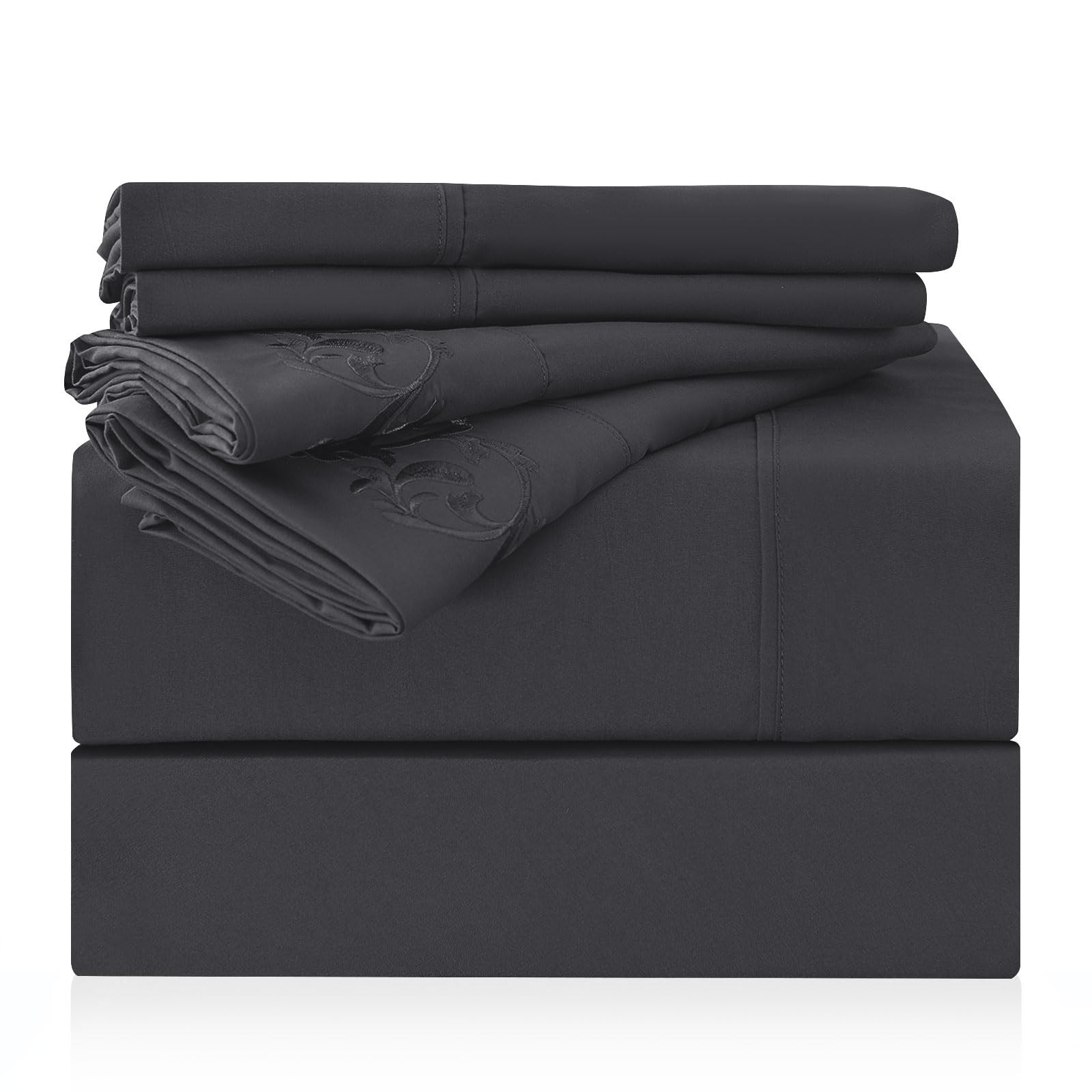 LONAVA Twin XL Size Sheet Set - 4 Piece Hotel Luxury XL(4pc), Dark Gray