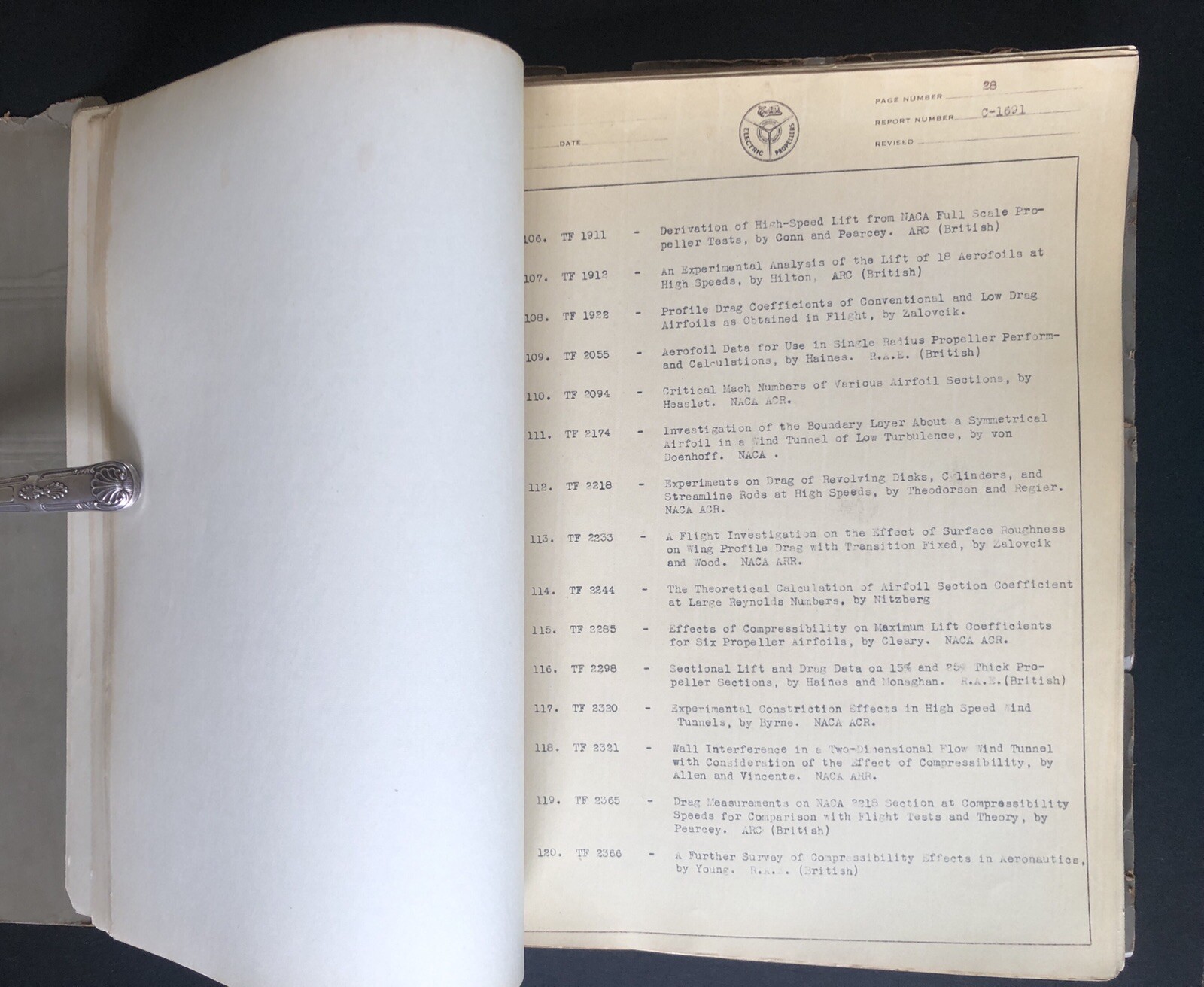 1946 Curtiss-Wright Propeller Aerodynamics Report Book Graphs Aviation Engineer
