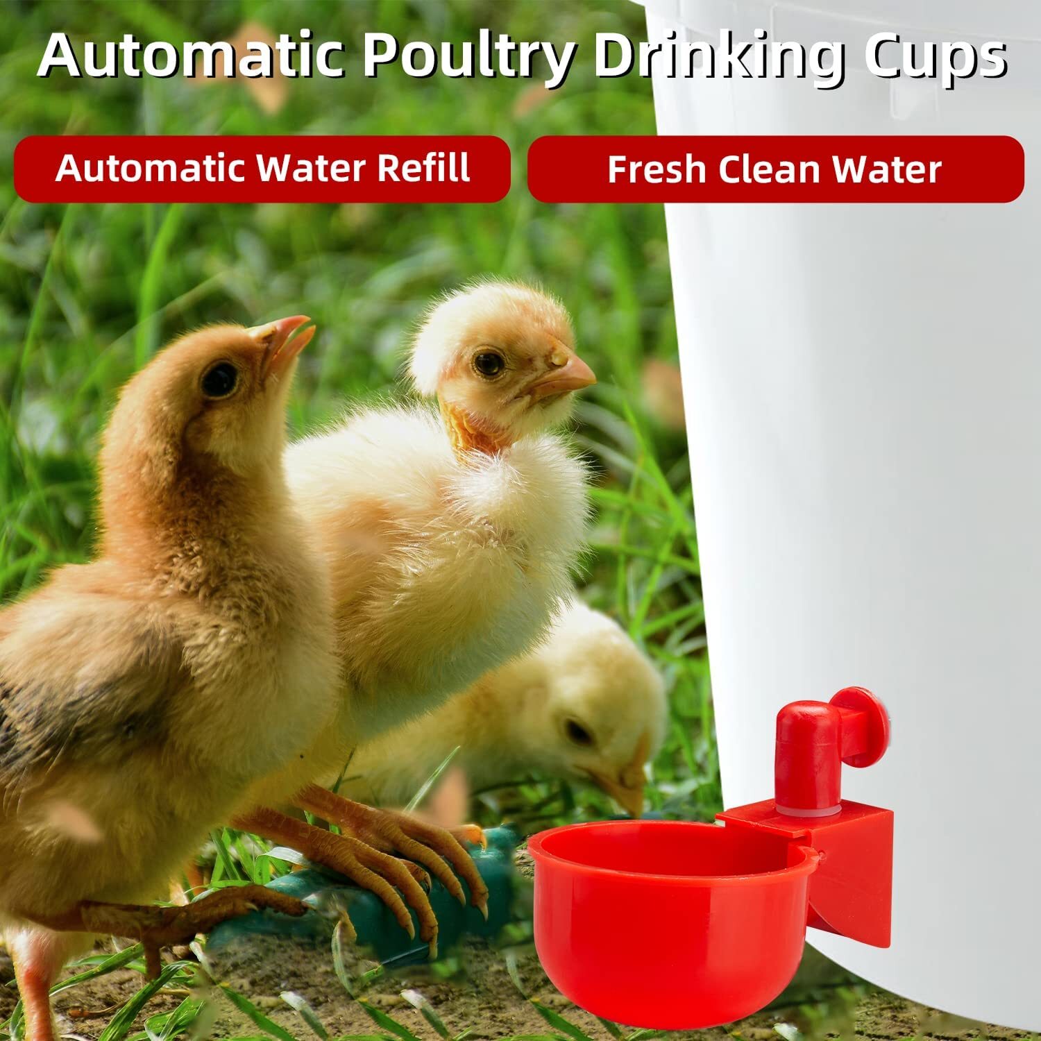 8Pcs Automatic Water Cups Poultry Drinker Waterer Chicken Ducks Quail Drinking