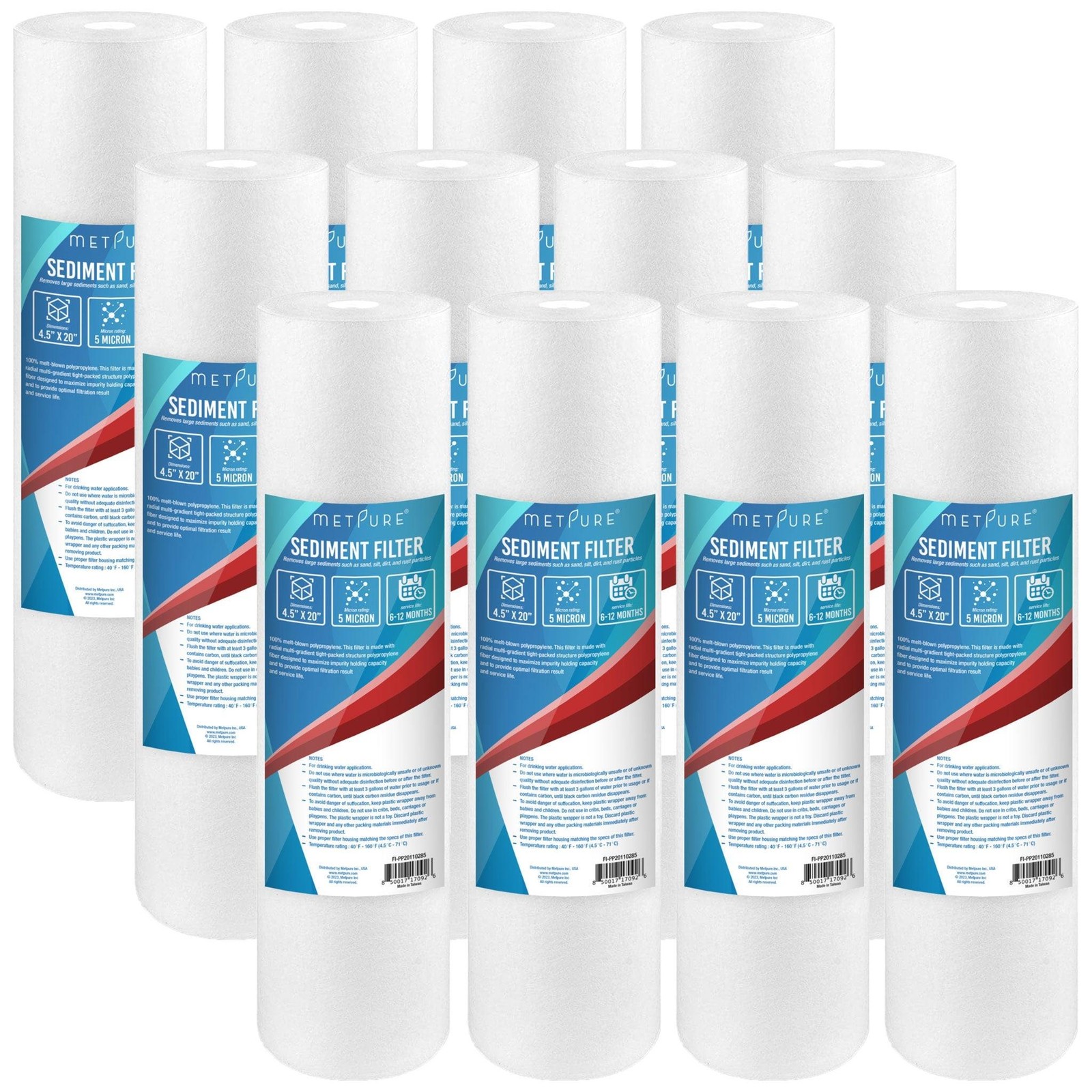 1 to 18 PACK 20" x 4.5" Whole House PP Sediment Water Filter Cartridges 5 Micron