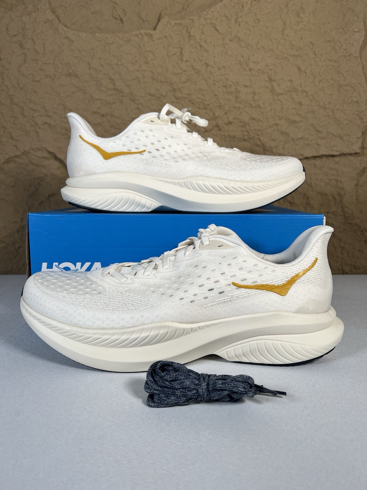 Hoka One One Mach 6 1164032-ALK Sneakers Men's US Size 13 Beige Running Shoes