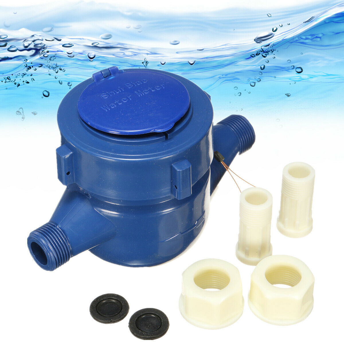 Garden 15mm Cold Water Meter Connector Water Flow Dry Counter Measure Tape Tool