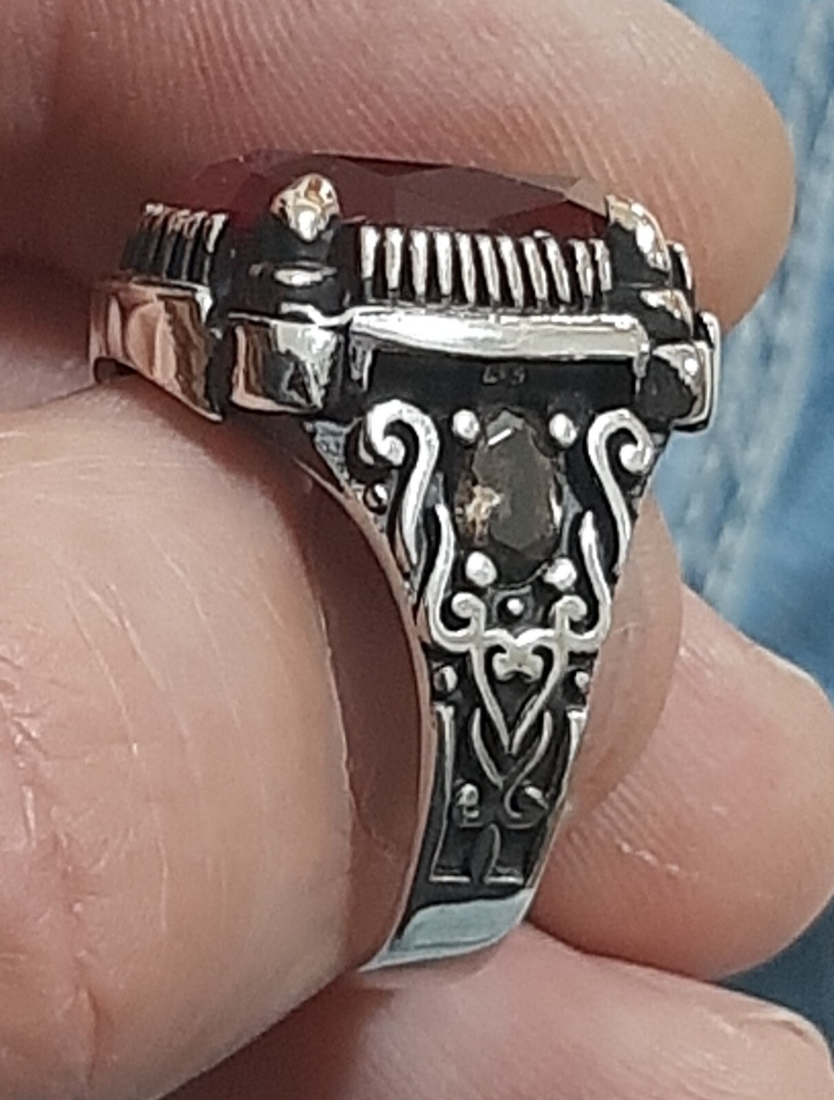 Men 925 Silver Ring Solitaire Ruby Spinel Ring Man Sterling $