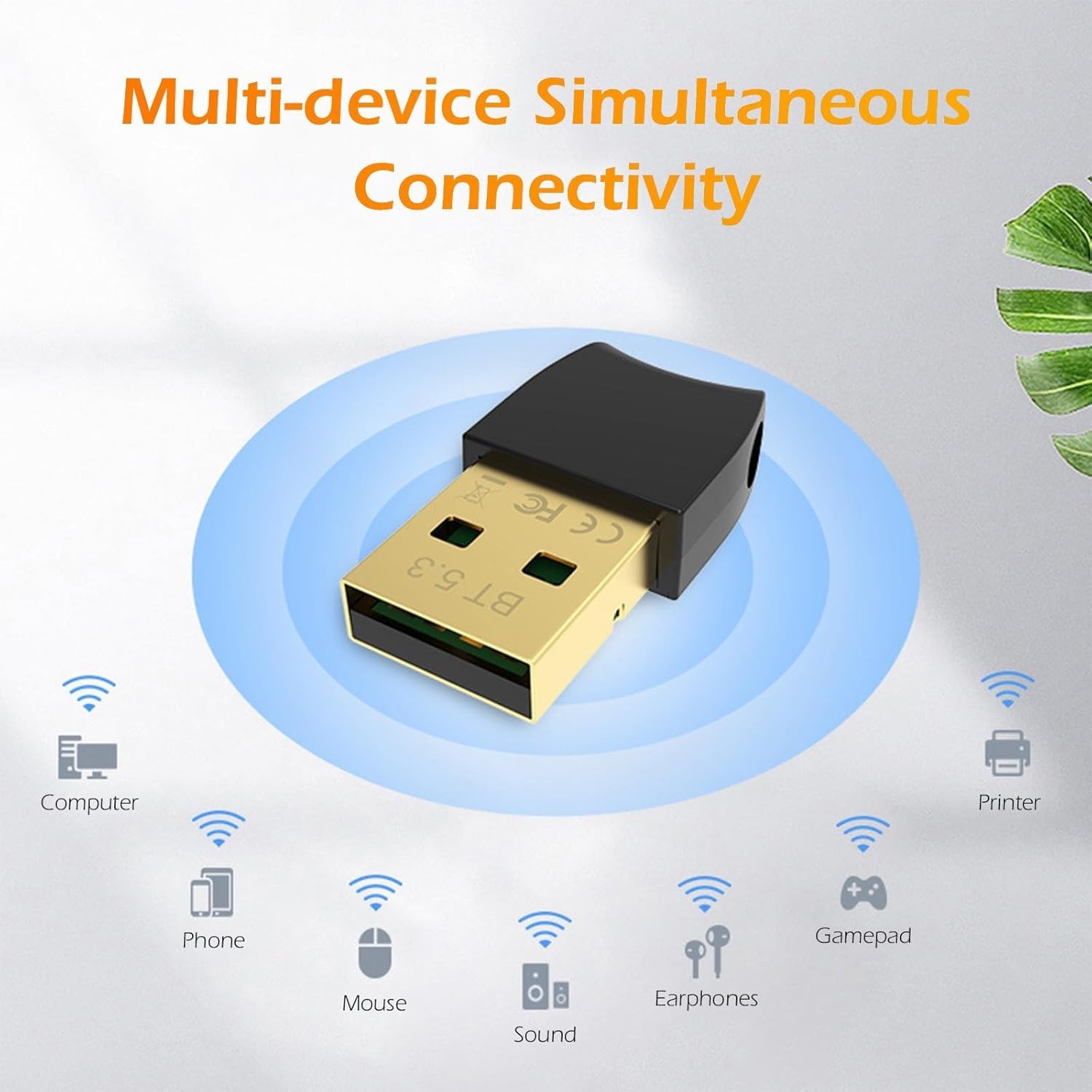 Bluetooth 5.3 USB Adapter for Desktop PC, Plug & Play Mini Dongle Receiver & ...