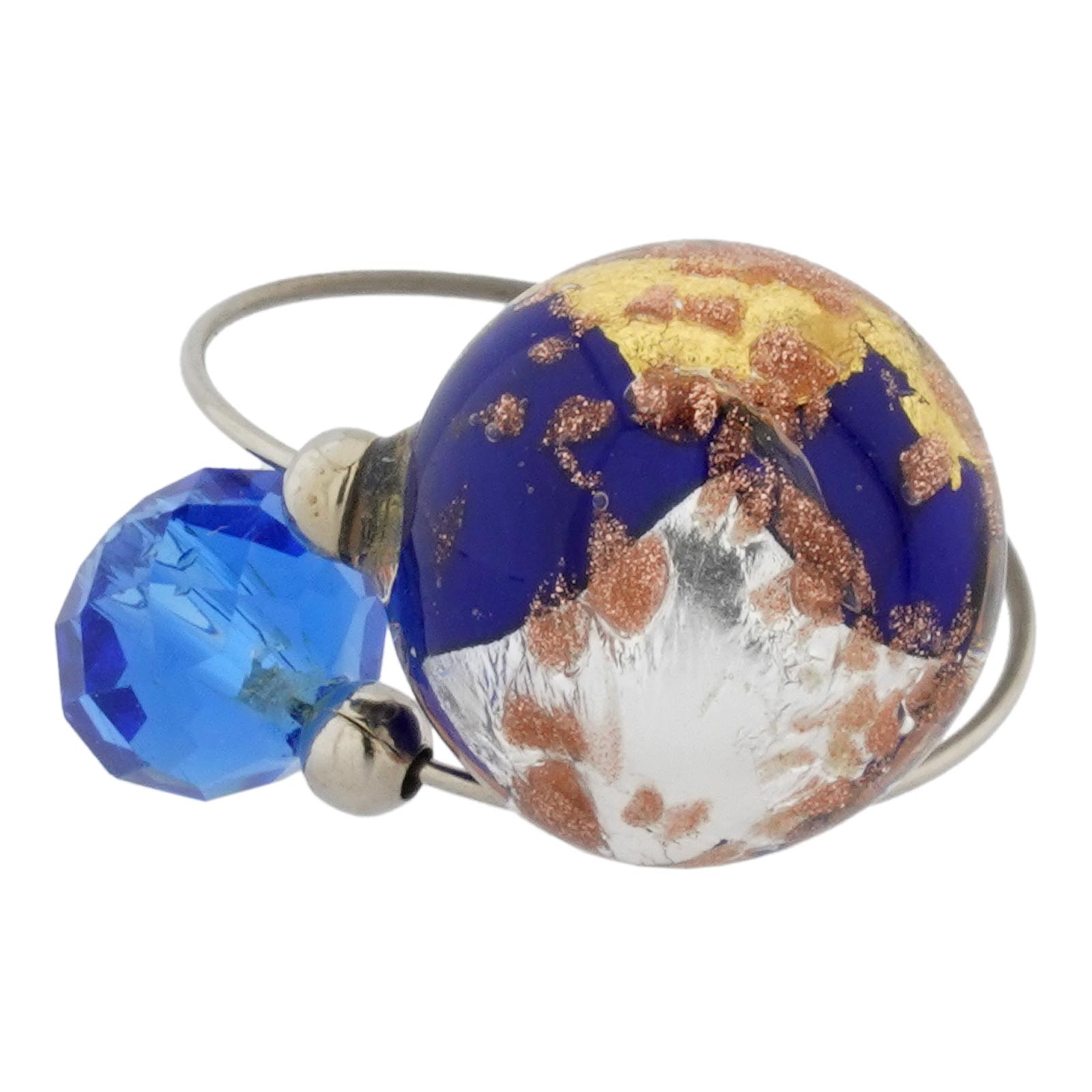 GlassOfVenice Murano Glass Lagoon Reflections Ring - White and Blue