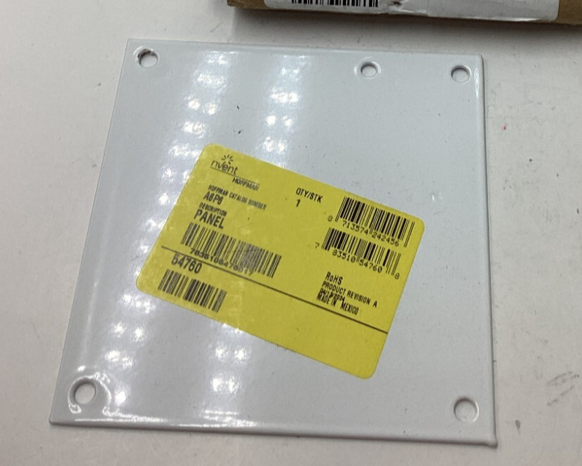 (QTY 4) nVent A6P6 Panel for Junction Box Fits White Mild Steel 14-Ga 54760