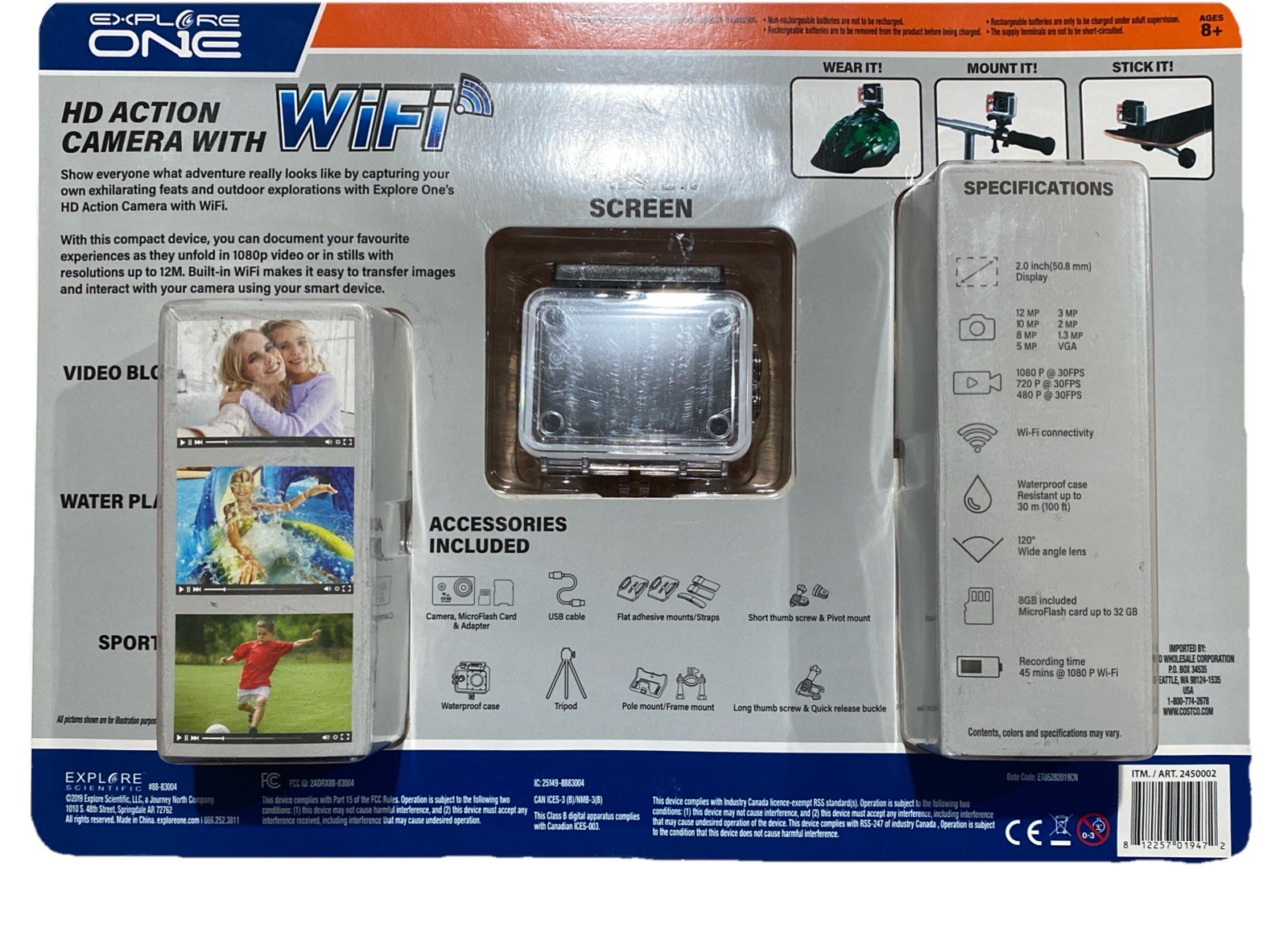 Explore One HD Action Camera WiFi + Accessories New, Complete Partial Open Pack