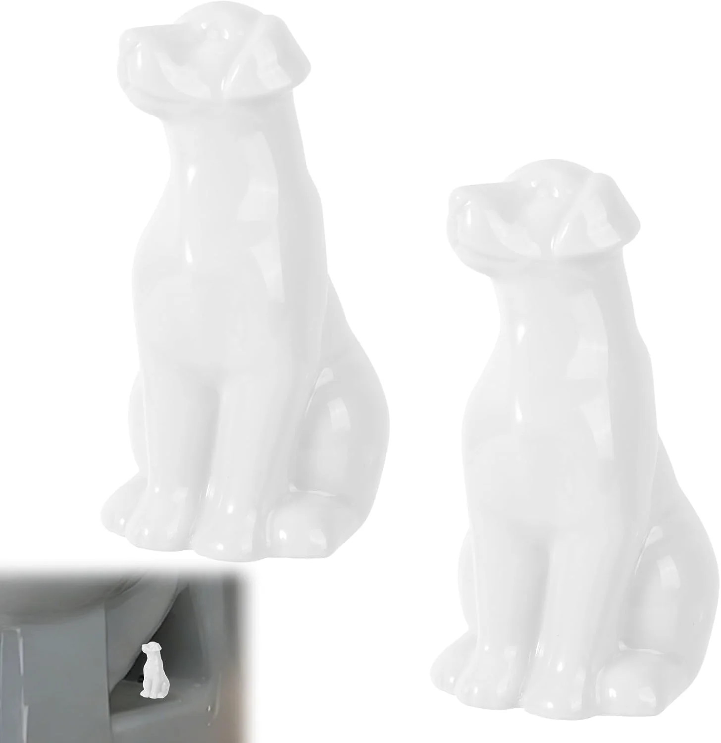 2pcs Ceramic Toilet Bolt Covers Decorative, White Dog Shaped Ceramic Toilet Scre