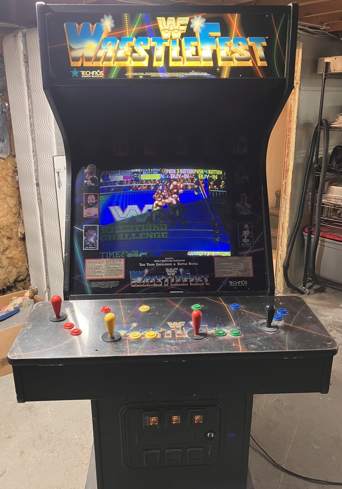 WWF WRESTLEFEST ARCADE MACHINE by TECHNOS 1991 WWE  Hulk Hogan