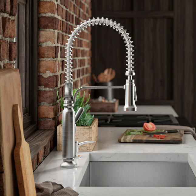 KOHLER Ealing Chrome Single Handle High-arc Kitchen Faucet w/Sprayer Function