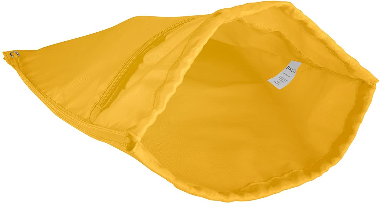DALIX Drawstring Backpack Tote Sock Sack Pack with Zipper Front Pocket in Yellow