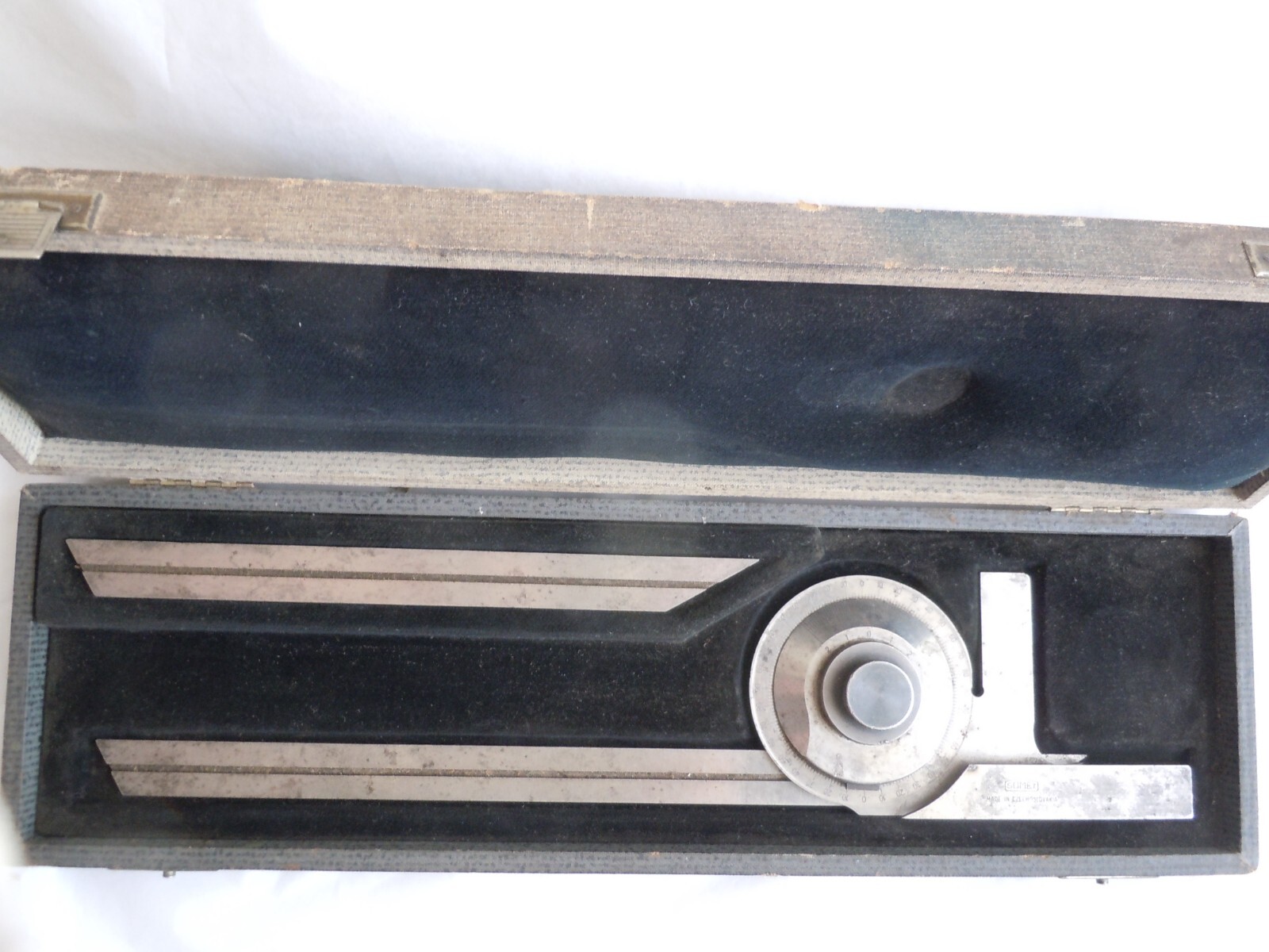 SOMET Precision Bevel Protractor 8" / 11-3/4" w/ Case Made in Czechoslovakia