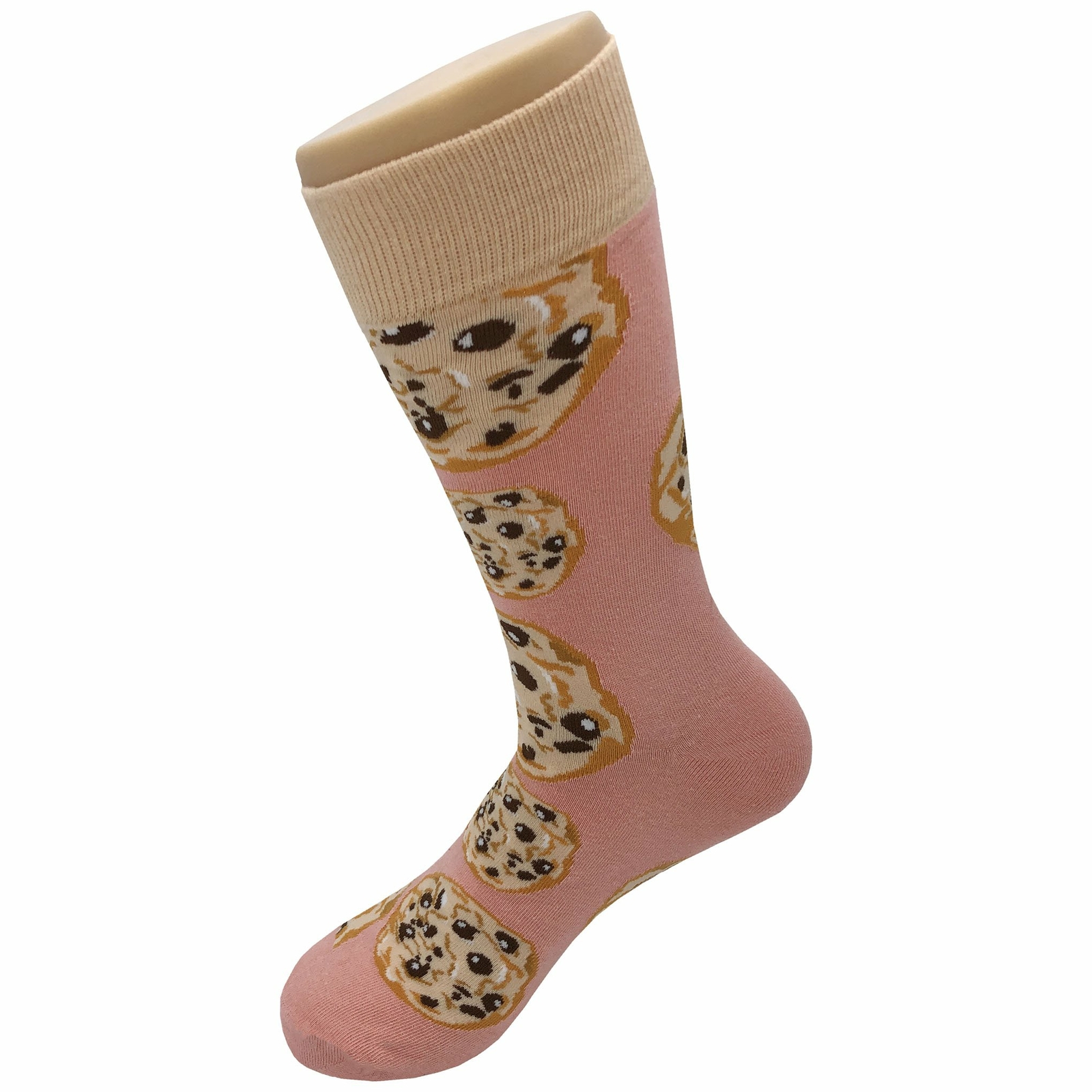 NWT Chocolate Chip Cookie Dress Socks Novelty Men 8-12 Salmon Crazy Fun Sockfly