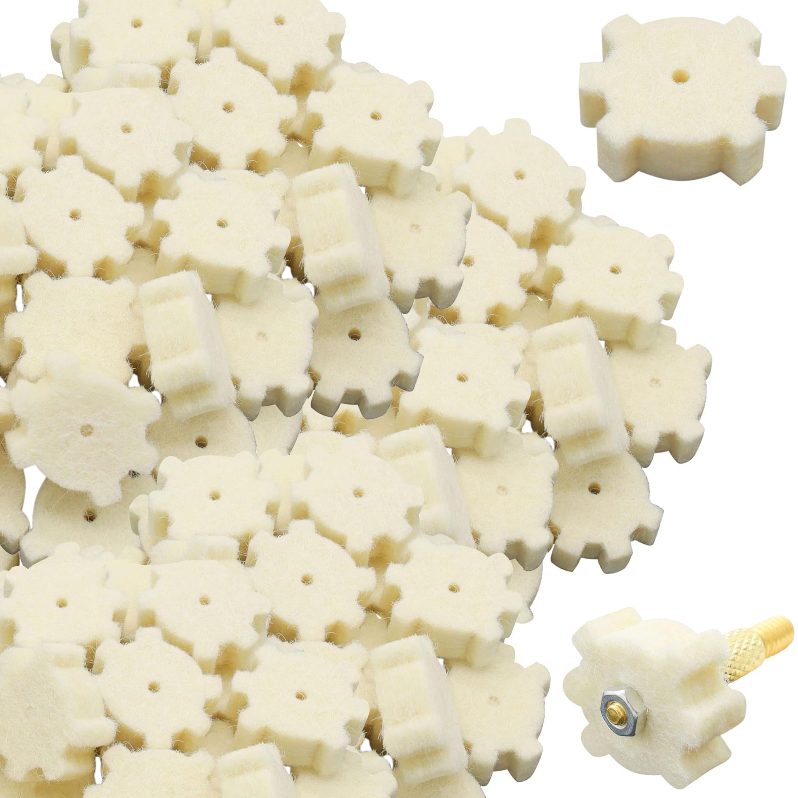ZOEKIM .223/5.56 .300 Blackout Wool Star Chamber Cleaning Pads Creamy White