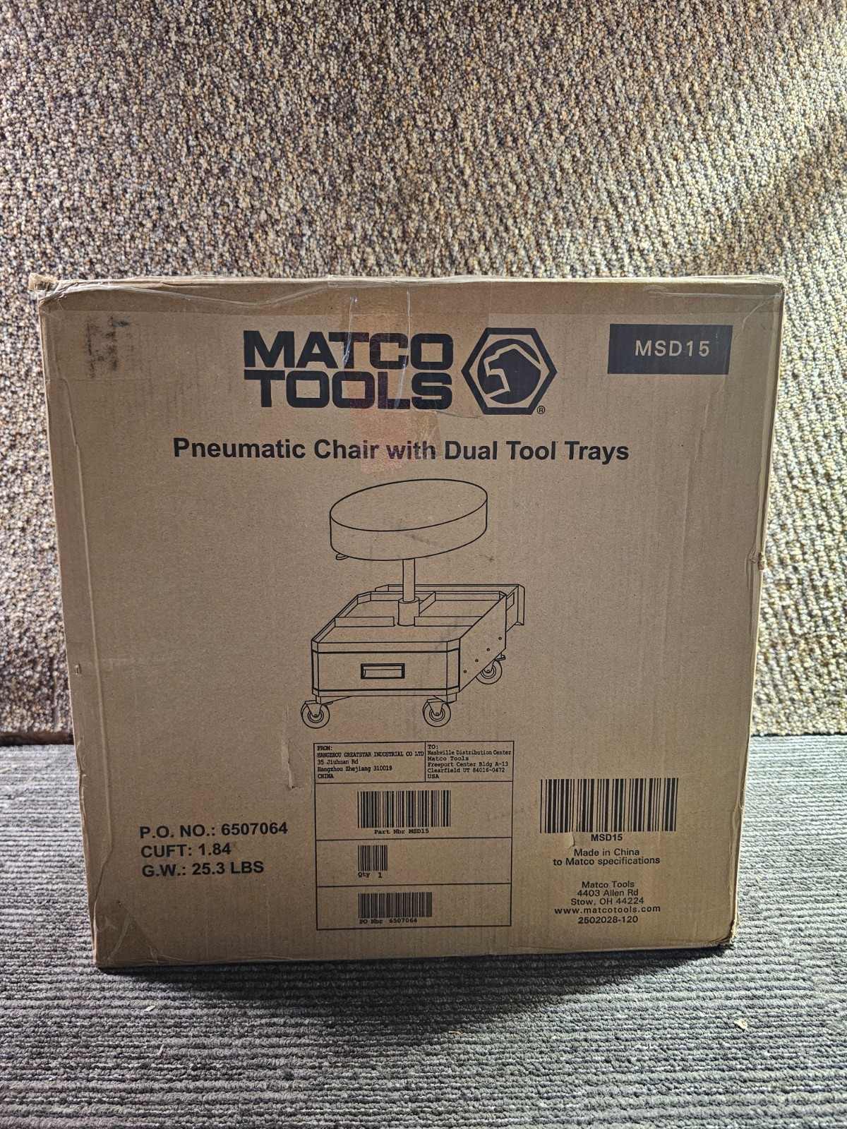 MATCO TOOLS MSD15 ADJUSTABLE PADDED CREEPER SEAT WITH TOOLBOX DRAWERS, RED