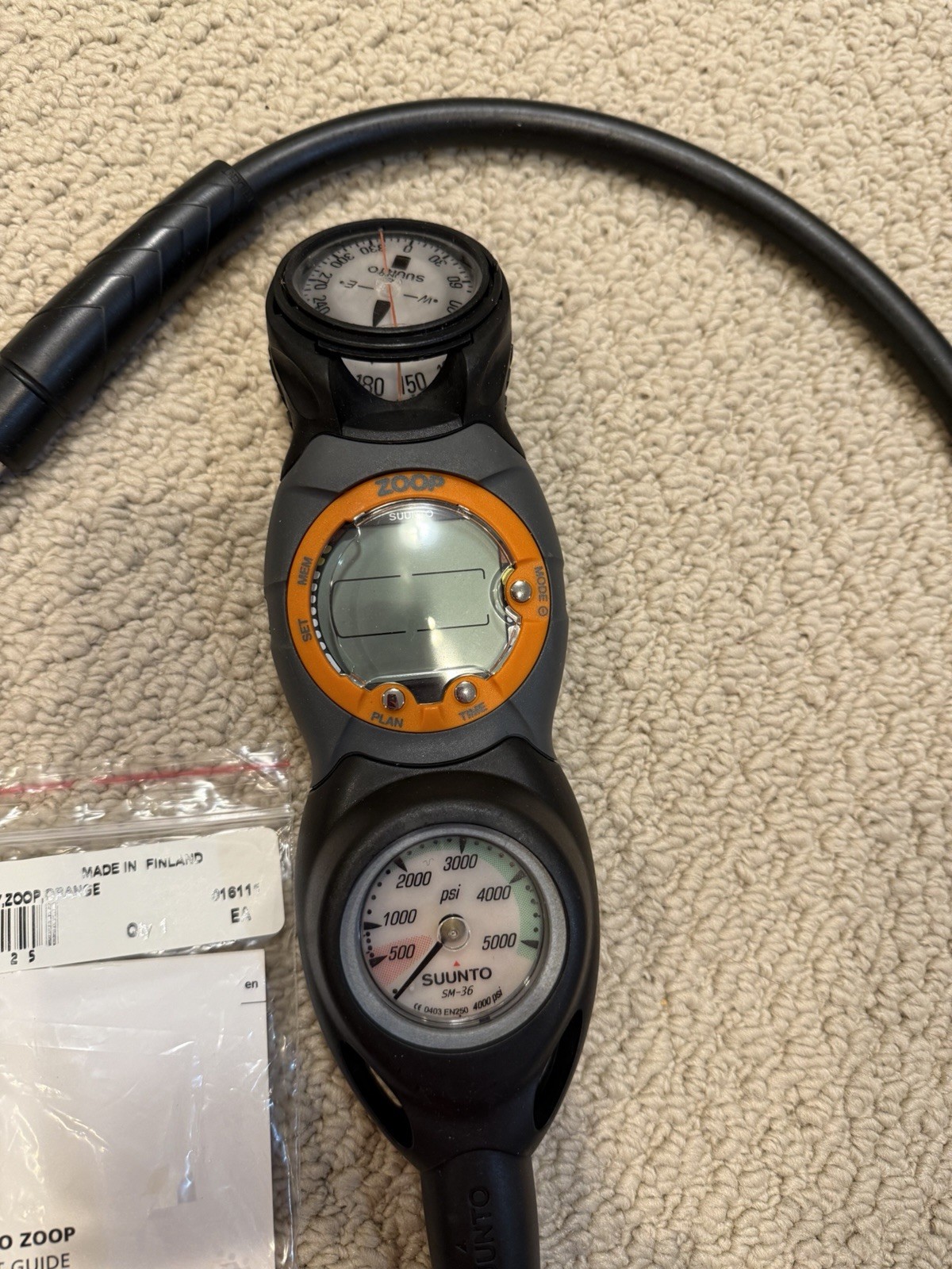 Zoop computer (orange) Inline console with PSI pressure gauge and SK-7 compass