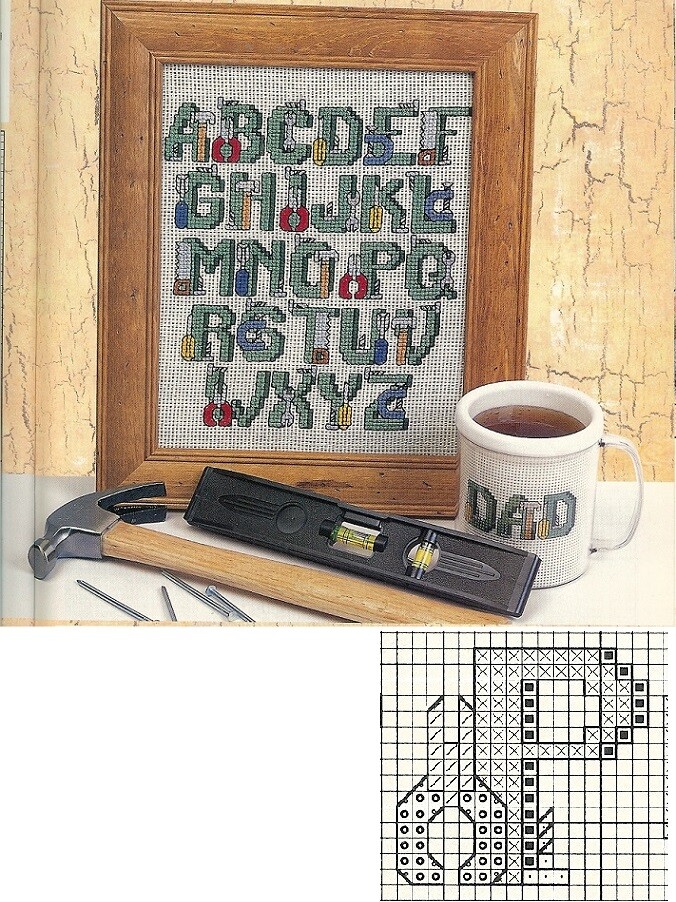 CARPENTER ALPHABET SAMPLER  -  CROSS  STITCH PATTERN ONLY   HM  SYY