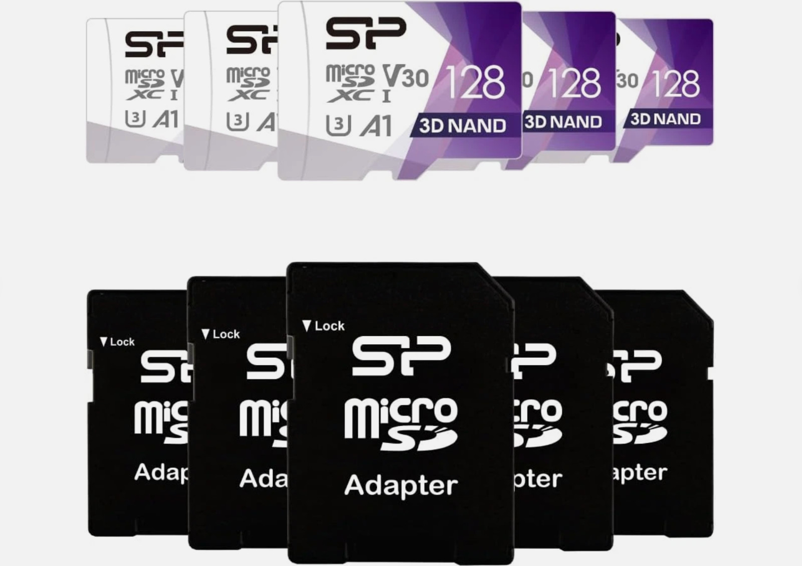 5 Pack Silicon Power Superior Pro 128GB Micro U3 SDXC Memory Card Drone Camera
