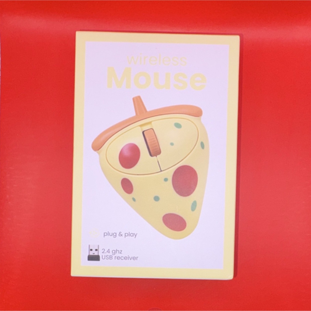 Wireless Pizza Slice Mouse 2.4 GHz USB Receiver Ergonomic Yellow Red Green