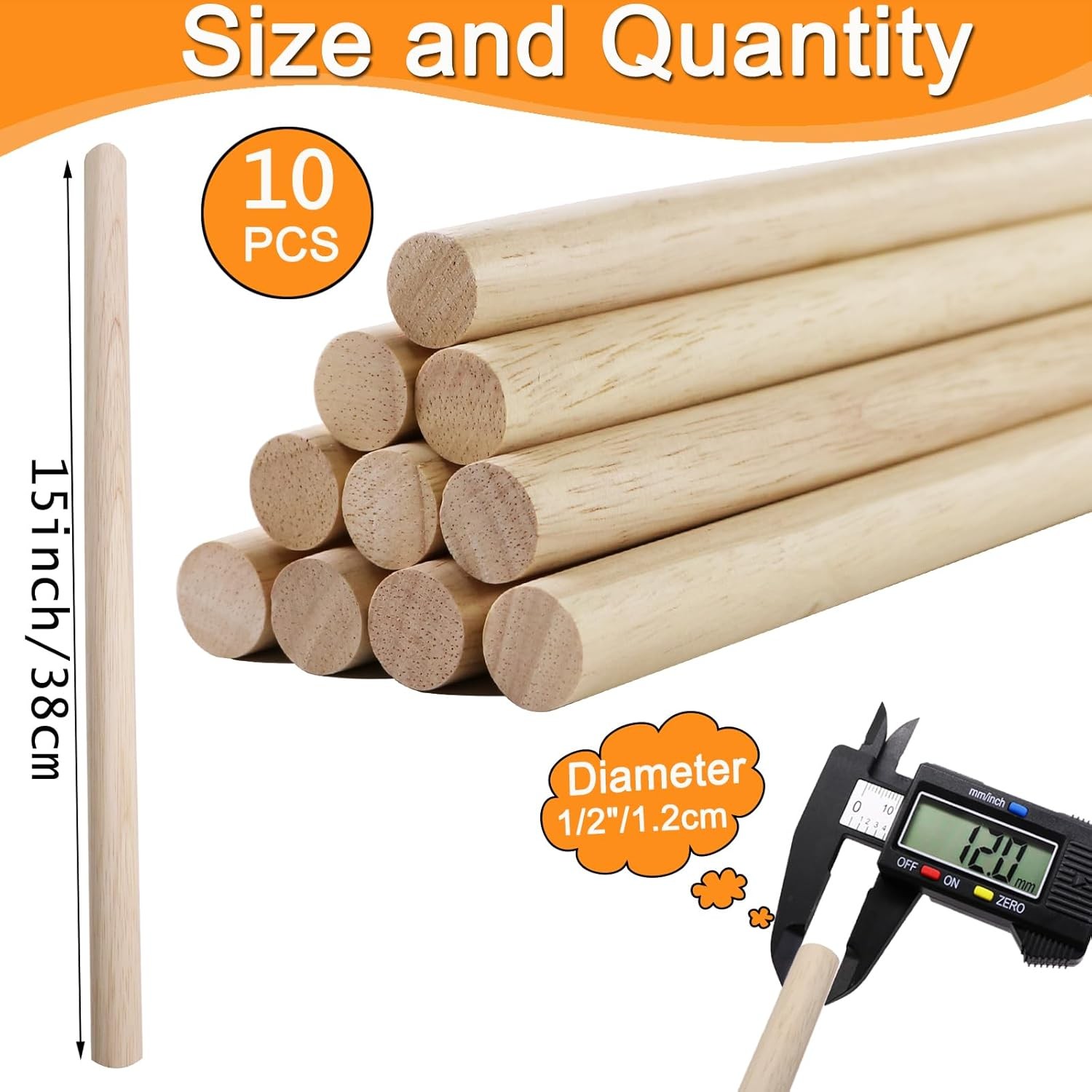 Solid Beech Wooden Dowels Φ3 - 60mm/Length 100mm 200mm 300mm DIY Craft Models