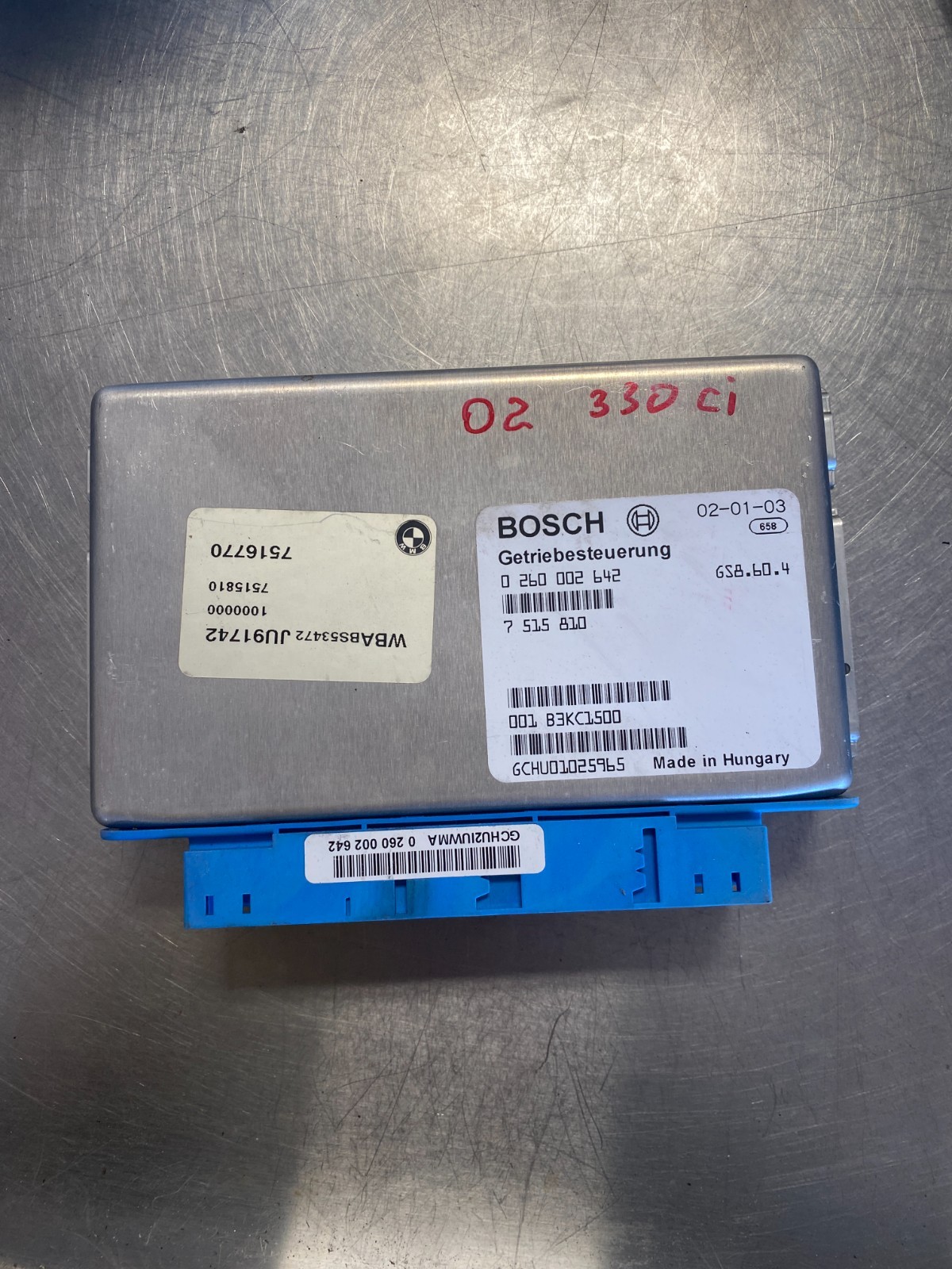 2002 BMW 330i 325ci 7515810 Transmission Control Module Tcm Tcu Oem Unit Bosch