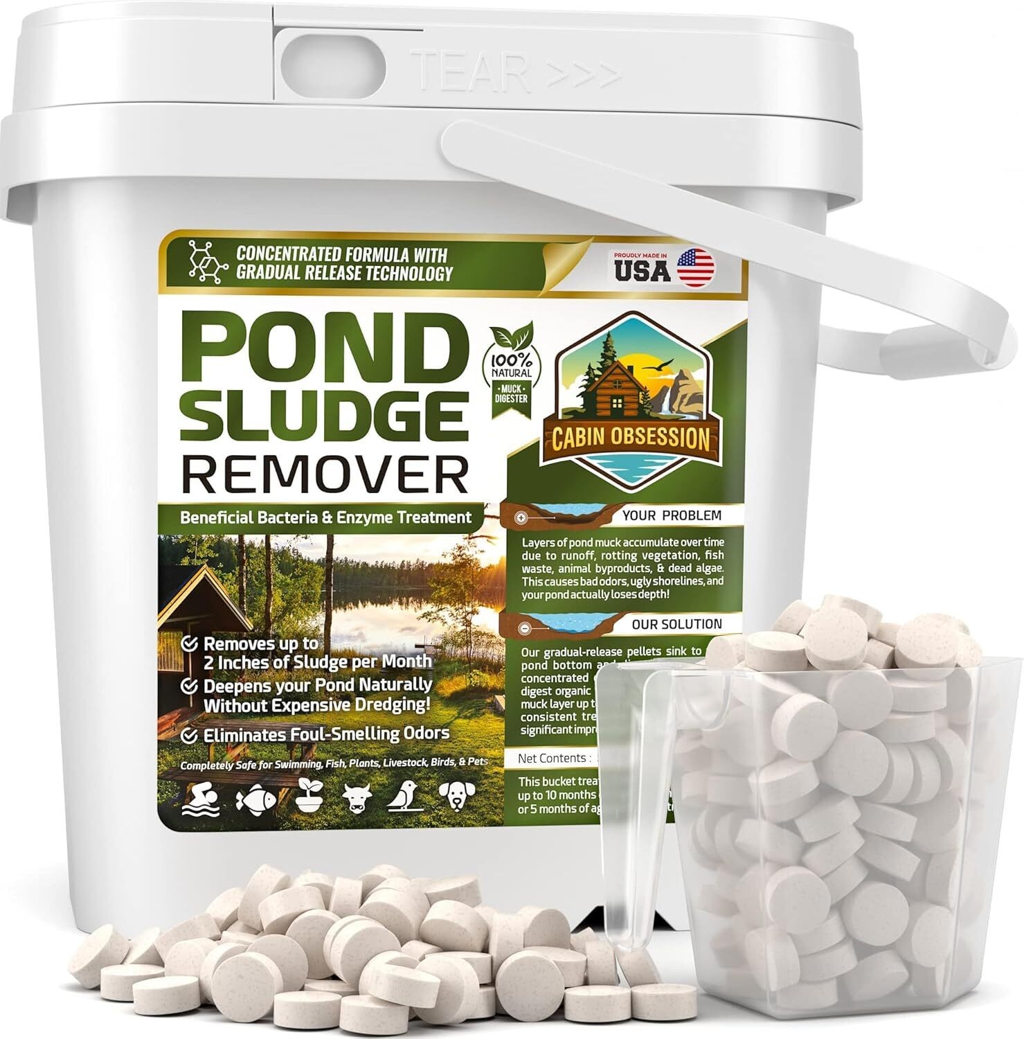 Pond Sludge Remover 5 Pounds Beneficial Pond Bacteria & Enzyme Treatment Natural