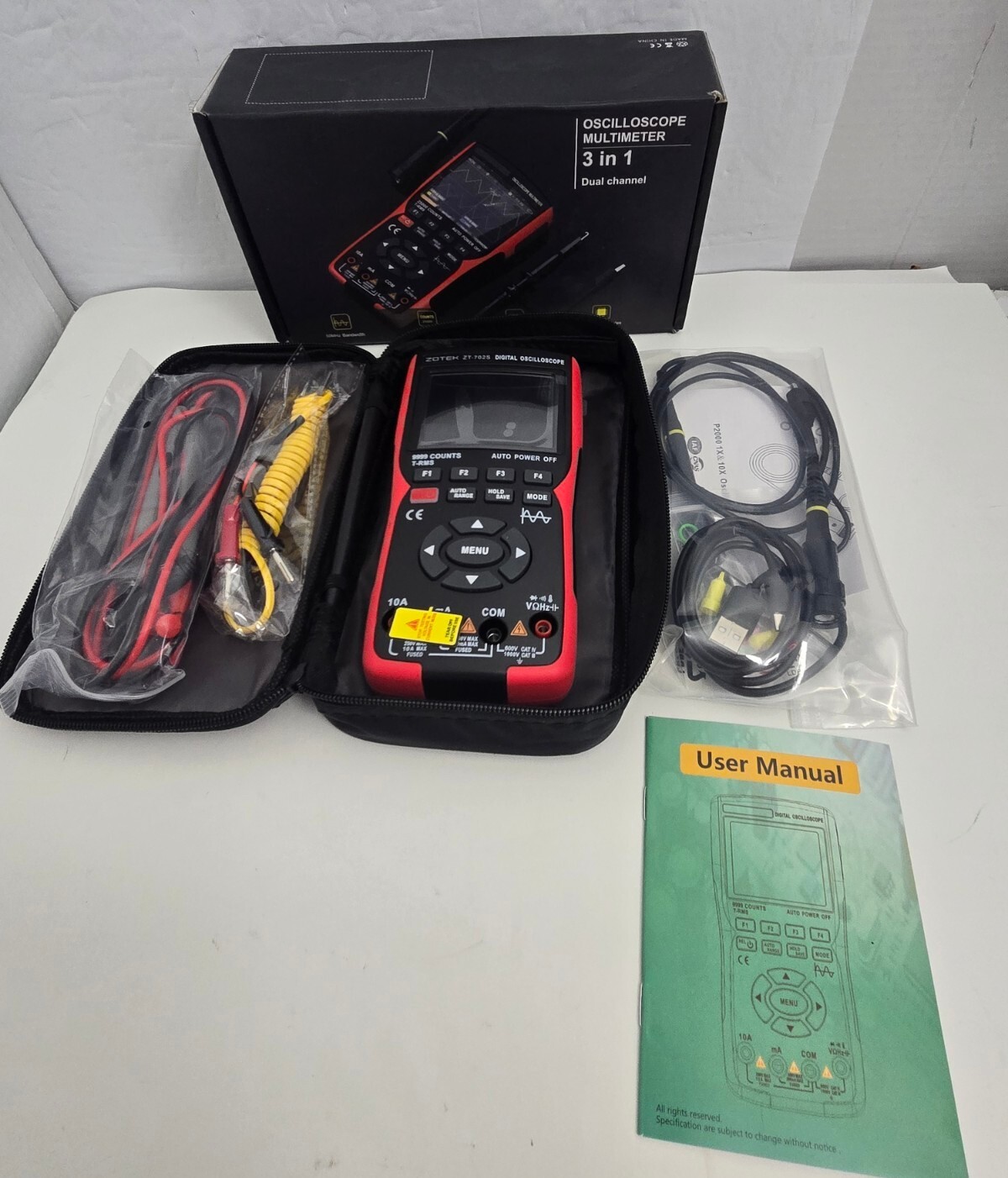 ZT-702S Handheld 3-in-1 Digital Oscilloscope Multimeter Single Channel Auto READ