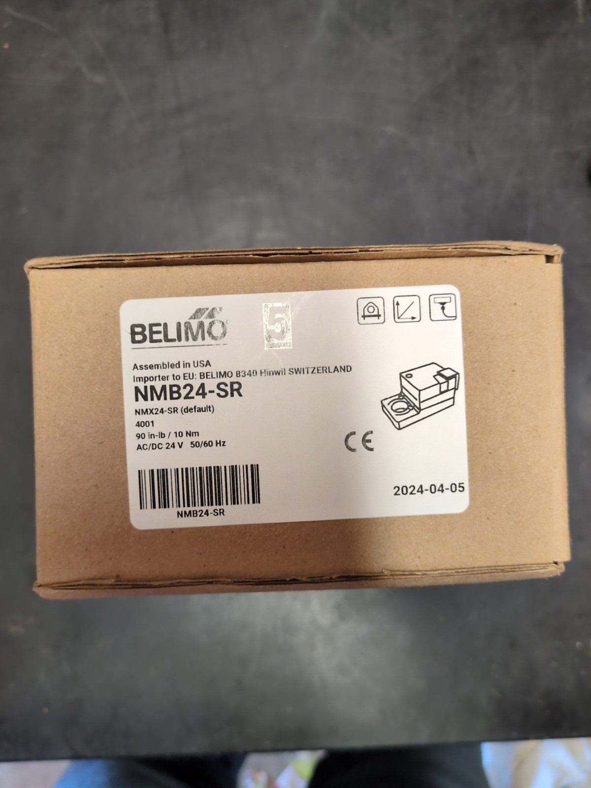 Belimo NMB24-SR Damper Actuator, 90 in-lb, Non-Spring Return, 24V, Modulating