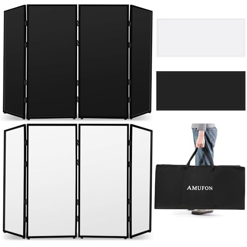 DJ Facade Booth, DJ Stand Portable Event Cover Screen with Foldable 4