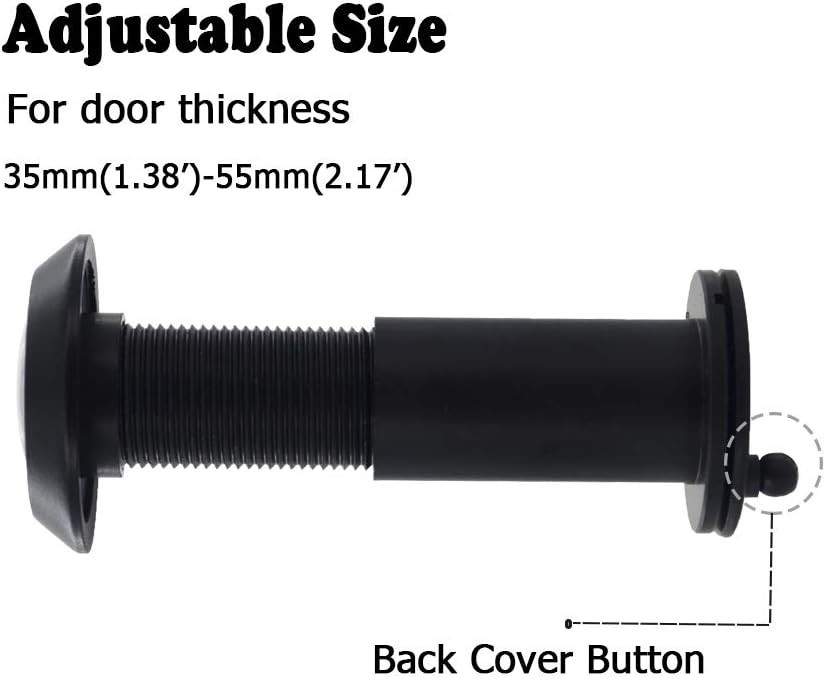 Secure Solid Brass Door Viewer with 220-Degree Lens for Enhanced Privacy - Black