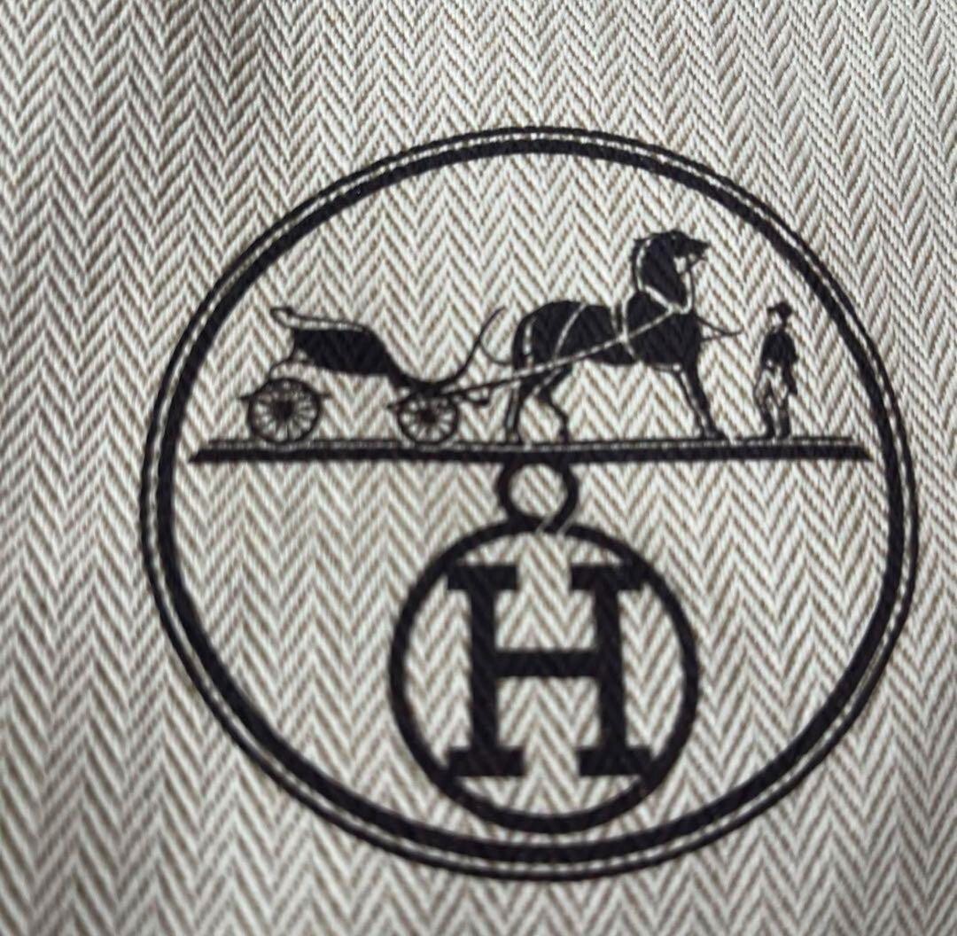 Hermes Storage Dust Bag Drawstring Beige Brown 13" × 13" Used