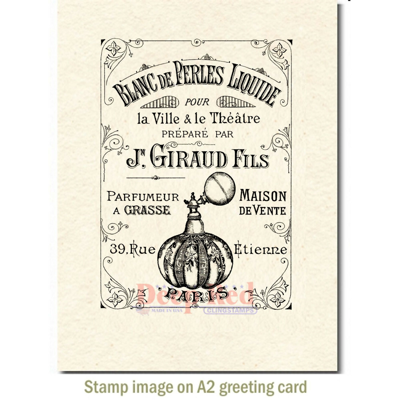 Deep Red Stamps Paris Perfume Rubber Cling Stamp