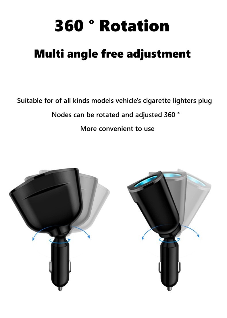 Outlet 12V Dual USB Car Cigarette Lighter Socket Splitter Power Adapter Charger