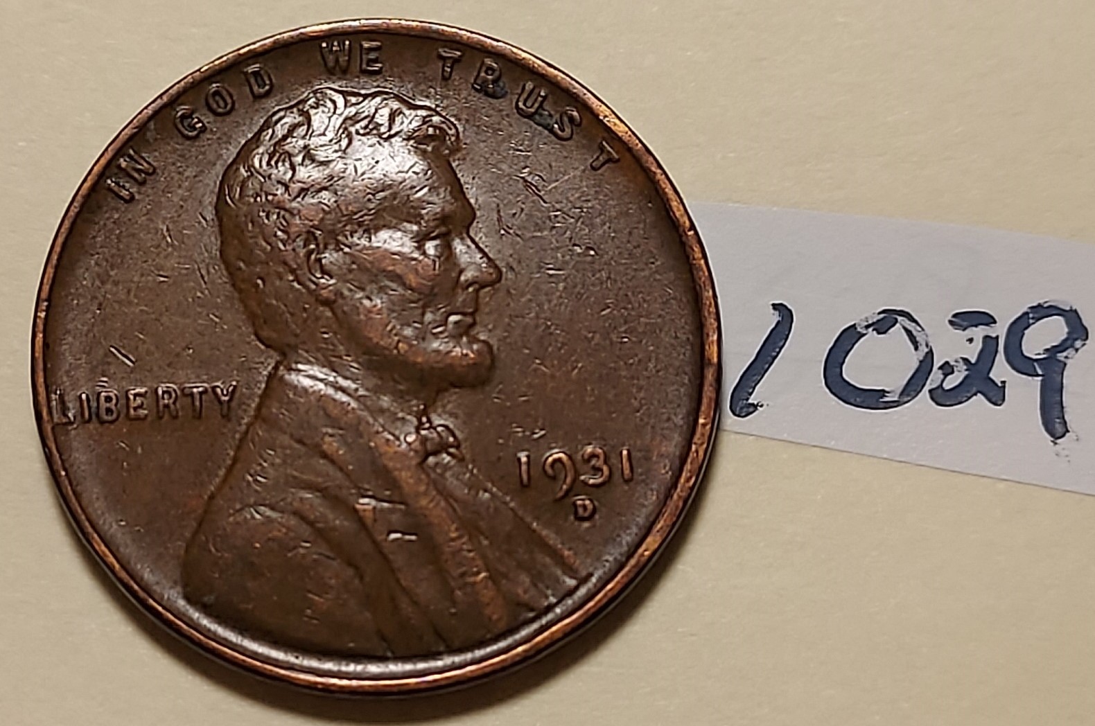 1931-D Lincoln Wheat Cent    VERY FINE     #1029
