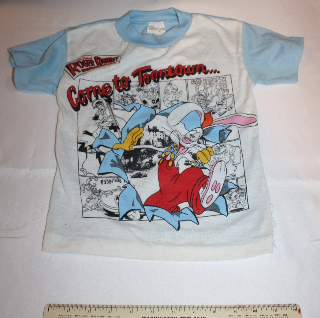 RARE 1987 Roger Rabbit Toontown Kids Shirt 4 single stitch Disney Movie VTG 80s