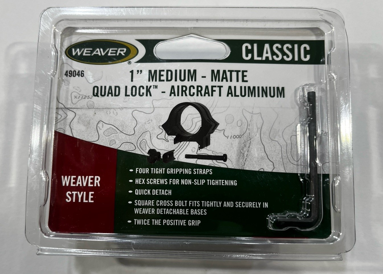 NEW Weaver Quad Lock 1'' Medium Matte Black Rings 49046 Scope Rings Aluminum
