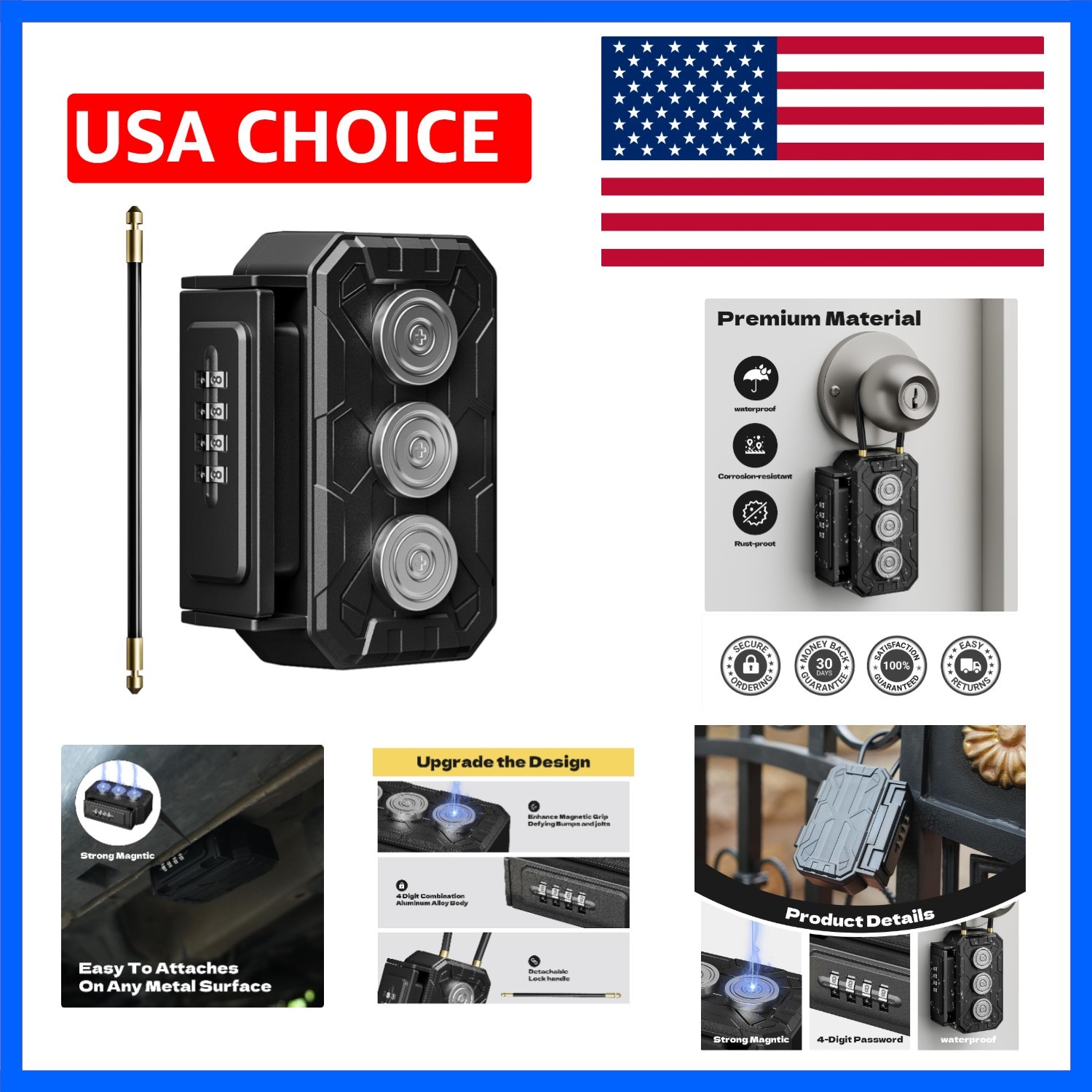 3xN52 Magnetic Key Lock Box,Magnetic Key Holder,Magnet Key Box for Under car,...