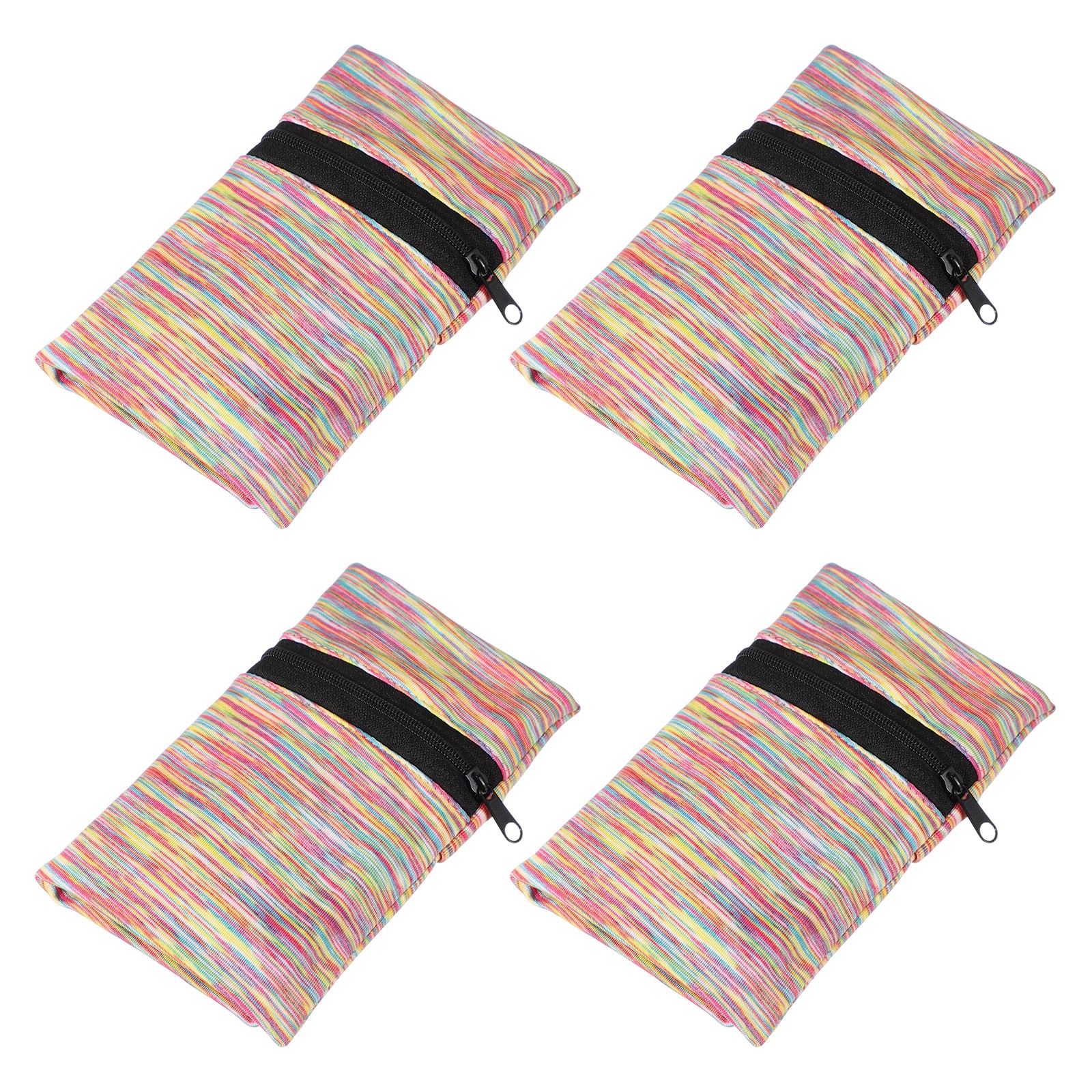 Wrist Pouch, Wrist Wallet Wristband, 4 Pack & 6 x 4 Inch & Rainbow