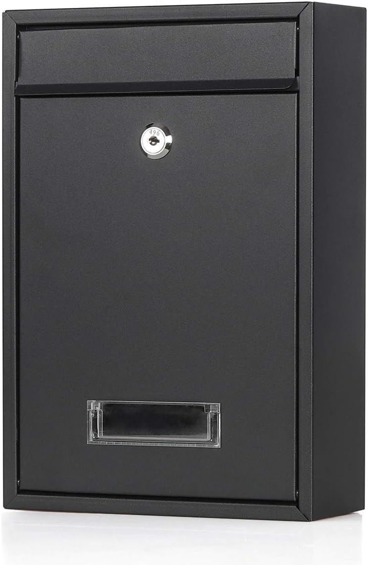 Buzones De Correo Para Casa Exterior Moderno Pared Con Metal Negro Mate NUEVO US