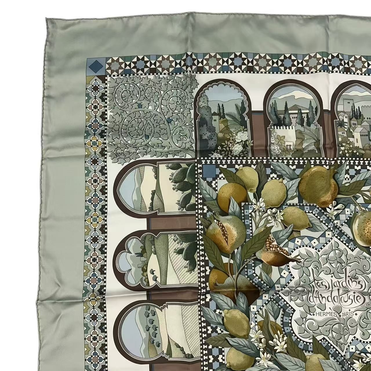 HERMES Scarf Carre 90 Les Jardins d’ Andalousie 100% Silk Women's Made in France