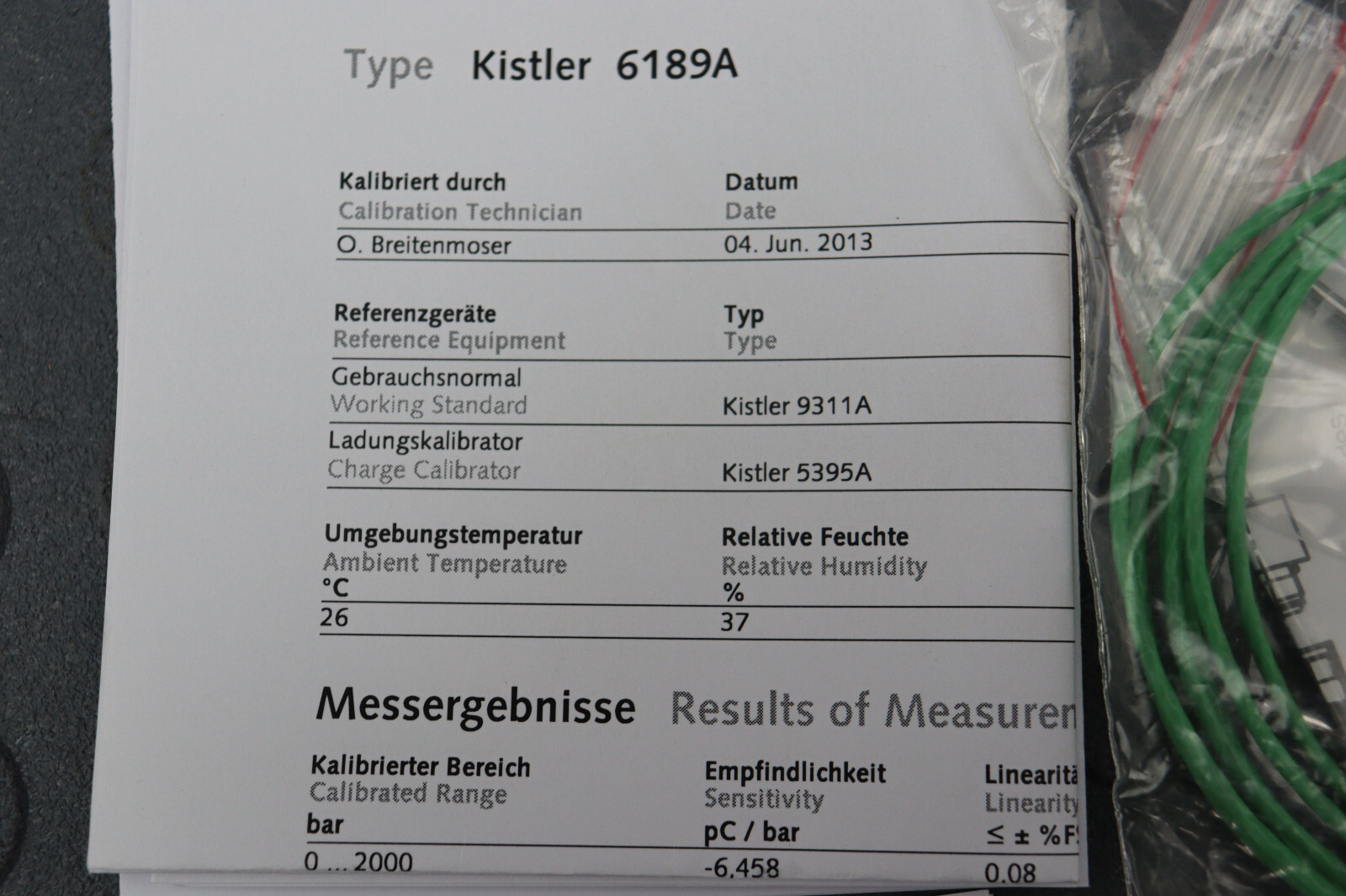 KISTLER TYPE 6159A PRESSURE SENSOR LOC6420