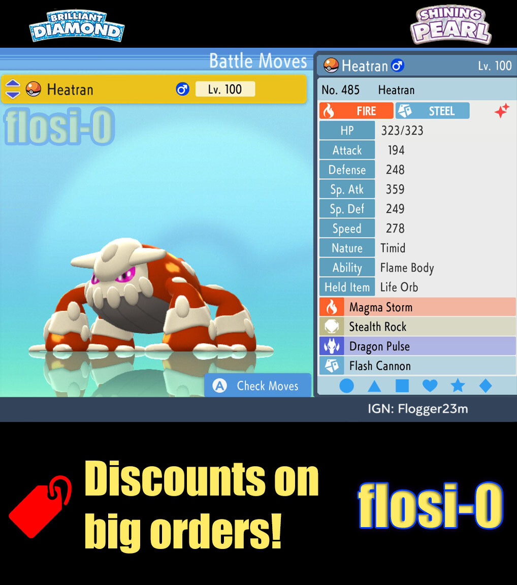 6IV Shiny Heatran Pokemon Brilliant Diamond and Shining Pearl