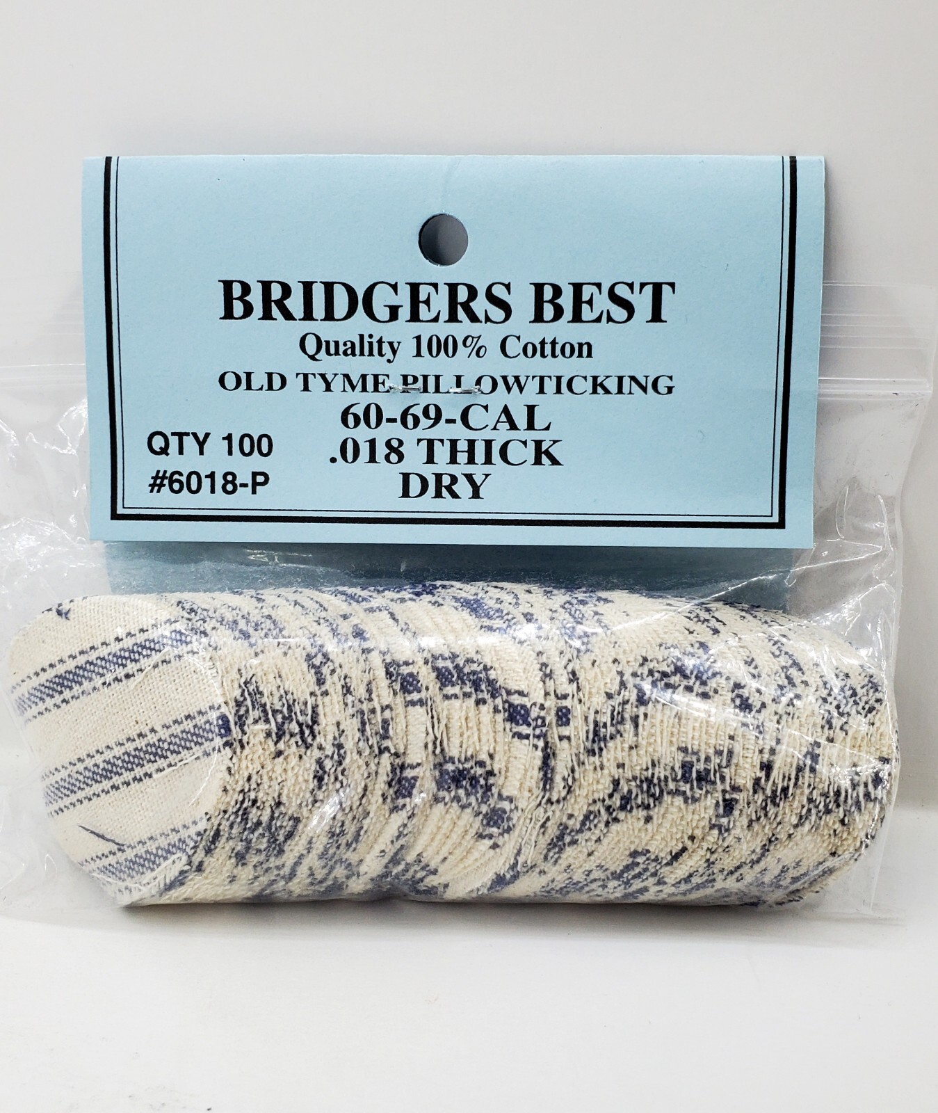 Bridgers Best Pillow Ticking Patches 100% Cotton .60-.69 Cal .018" Muzzleloader