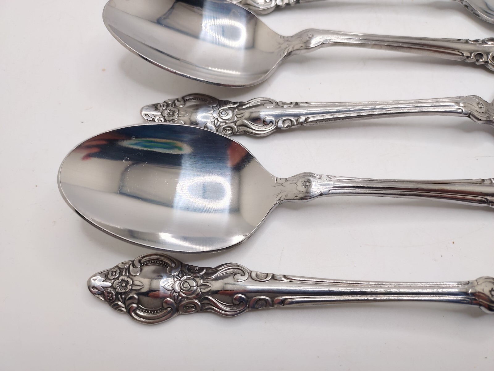 Vtg Stainless Steel Floral Scroll Edge Flatware Set Dillards Korea Retired 50pc