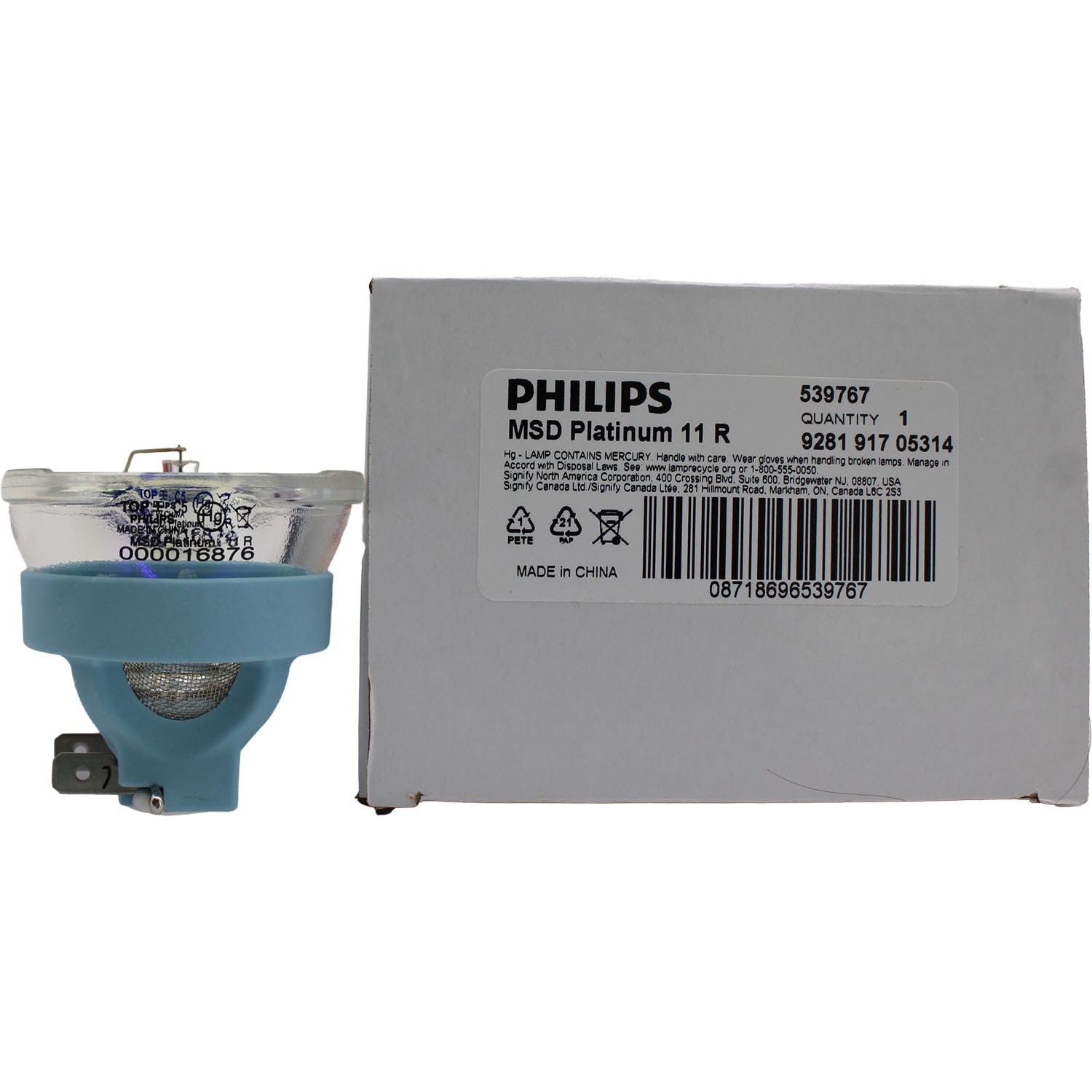 Philips MSD Platinum 11R 303628 250W Lamp – 12,000 lm, 7800K, Dimmable