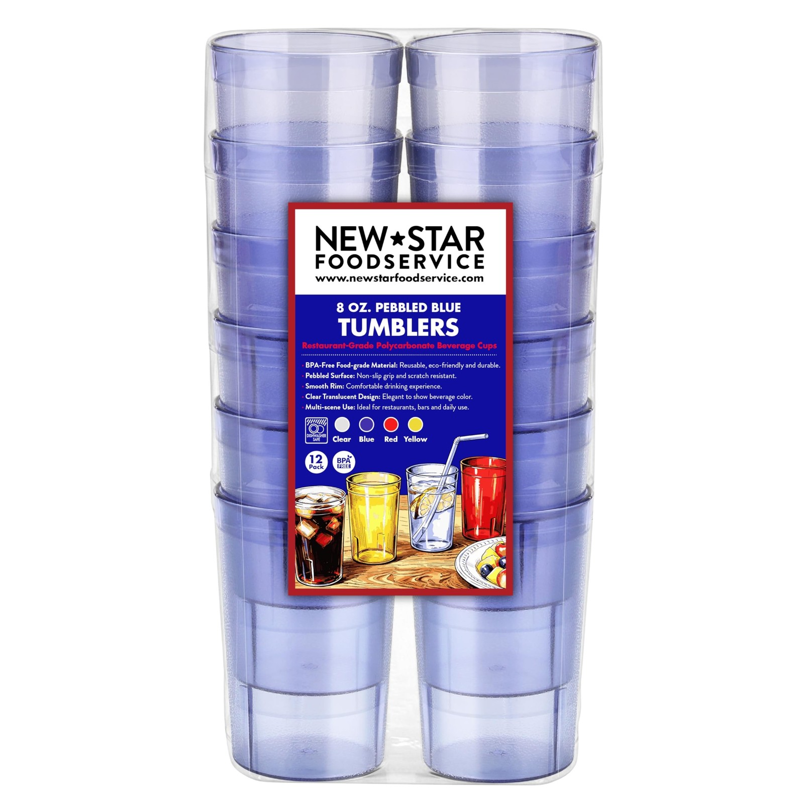 New Star Foodservice Restaurant-Grade Polycarbonate Beverage Tumblers, 8 oz, ...
