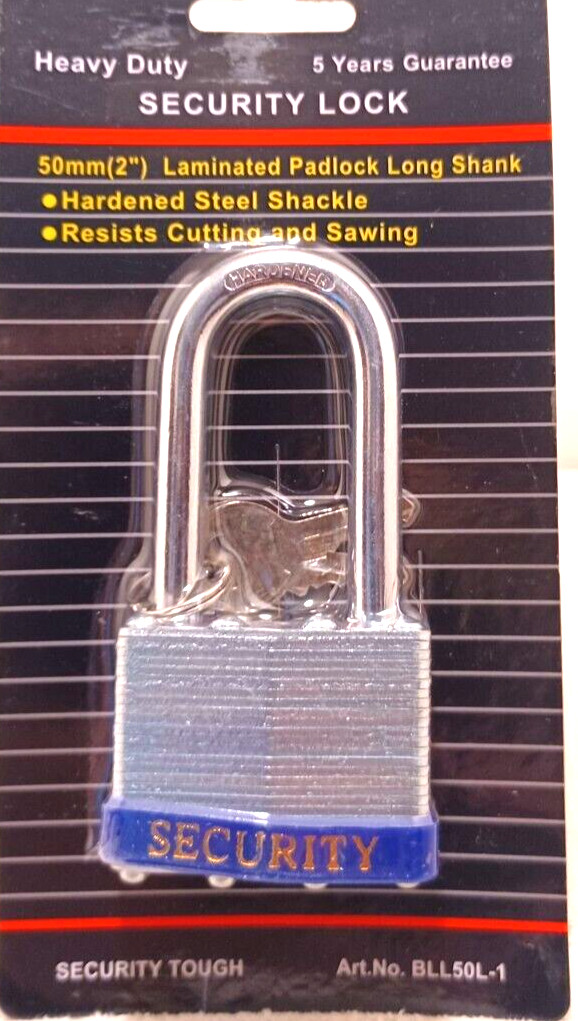 LOCK 50 mm 2" Padlock - 2 keys long shank padlocks 2" shank