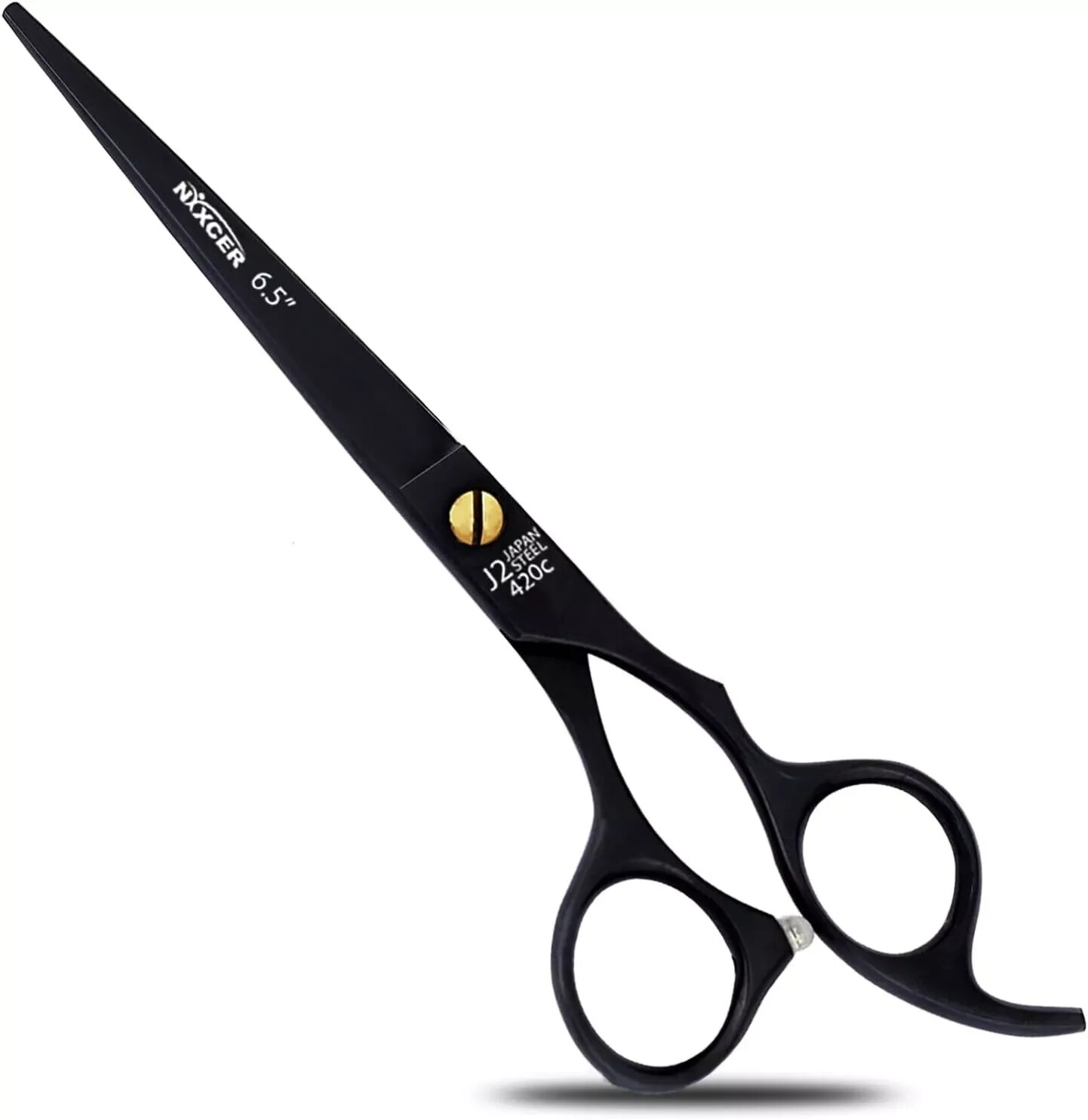 NIXCER PROFESSIONAL MOOSE SCREW 100%JAPANESE STEEL HAIR CUTTING SHEARS 6.5"BLACK
