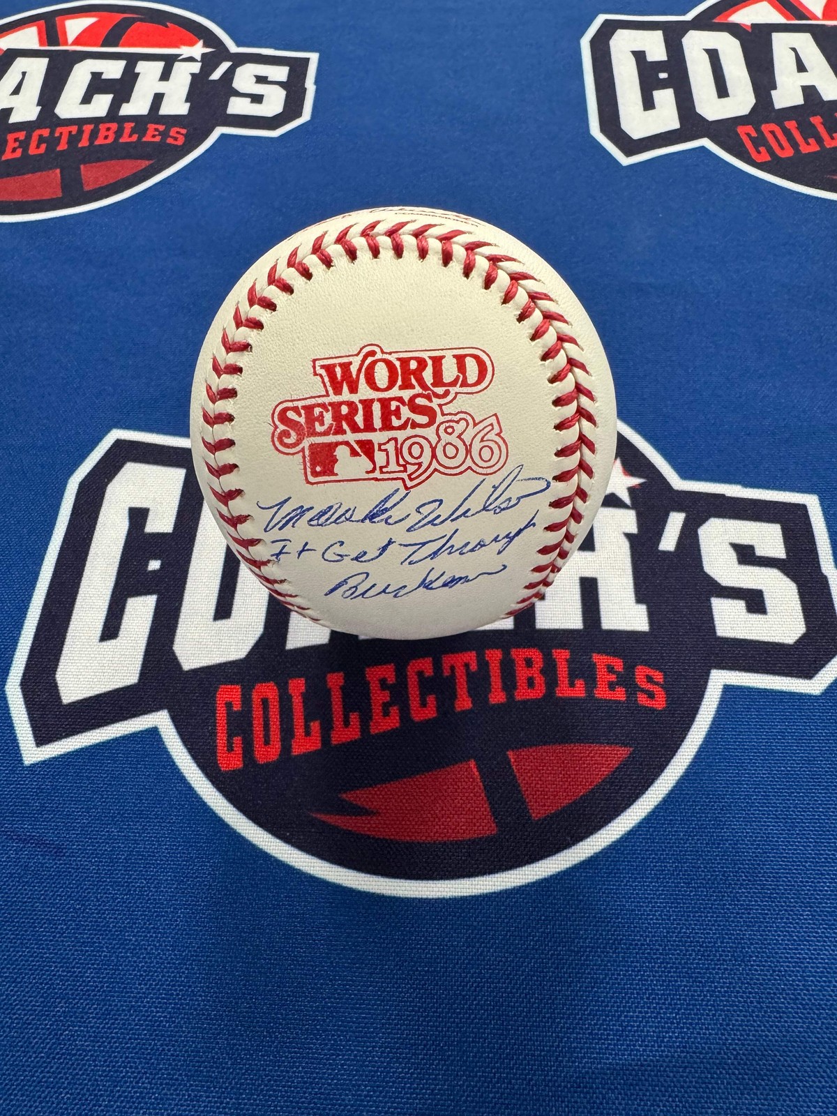 Mookie Wilson Autographed 1986 World Series Baseball w/ It Gets Through Buckner